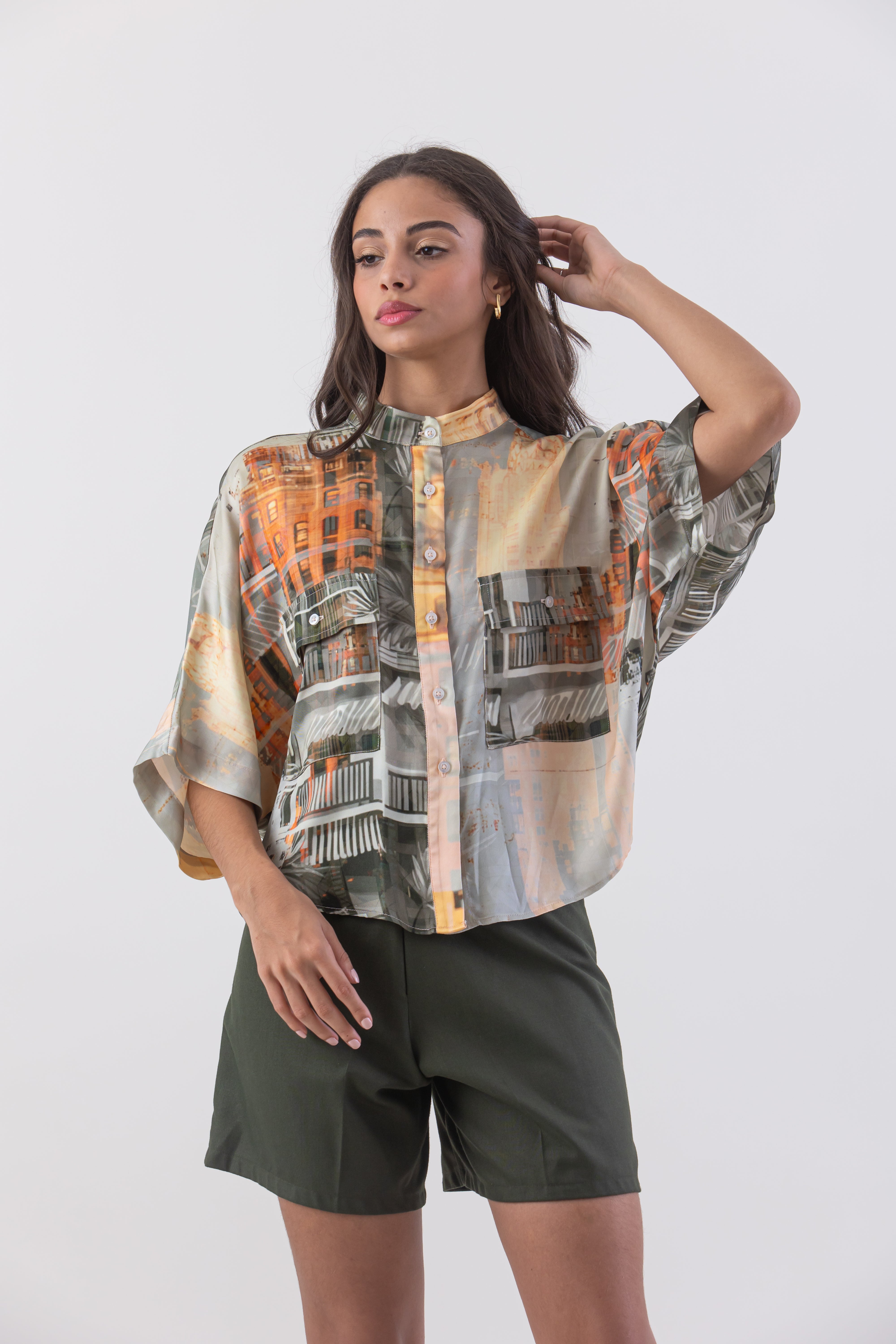 Rattan Boho Metropolis Cropped Kimono Sleeve Blouse