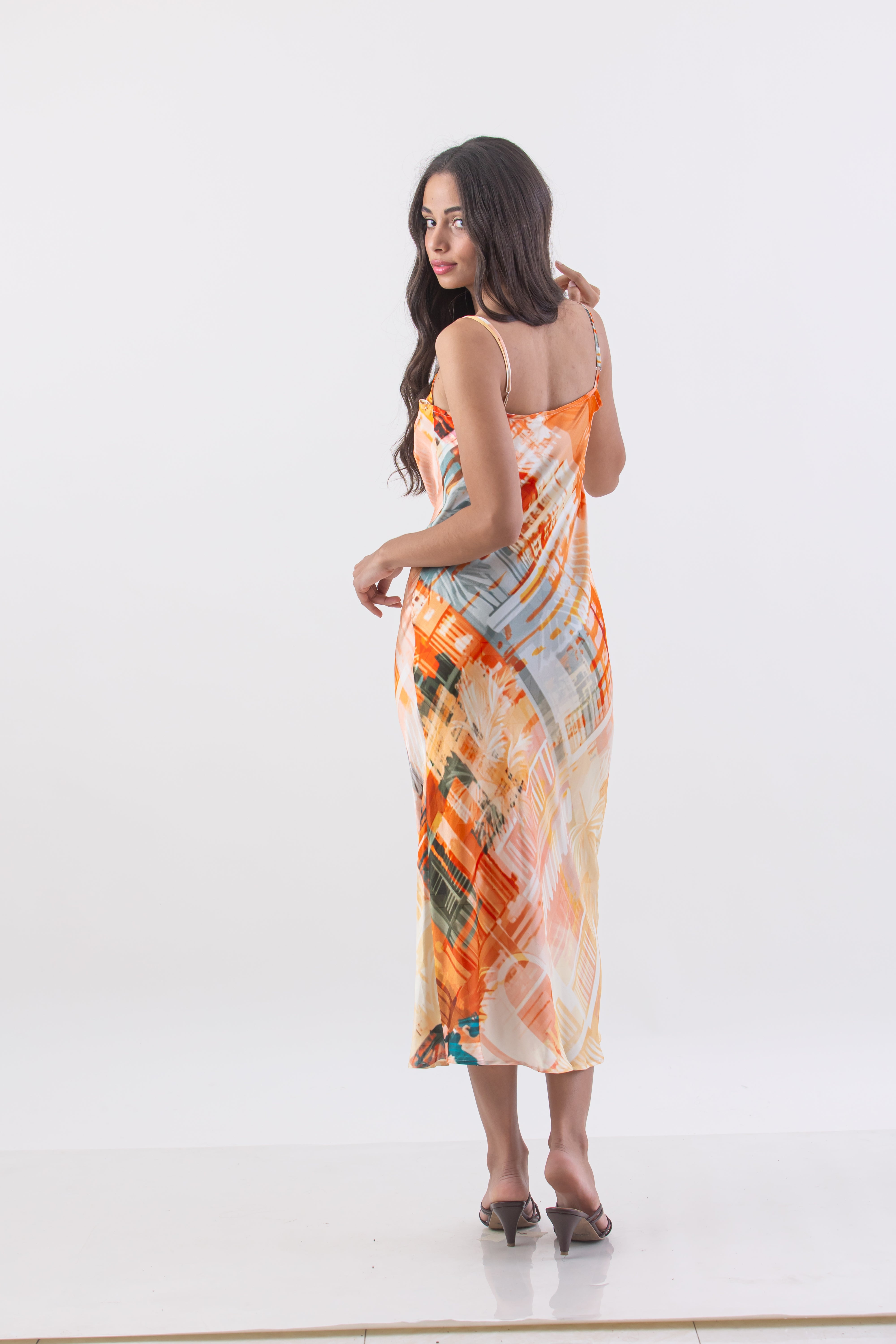 Boho Palm Metropolis Basic Bias Slip Dress