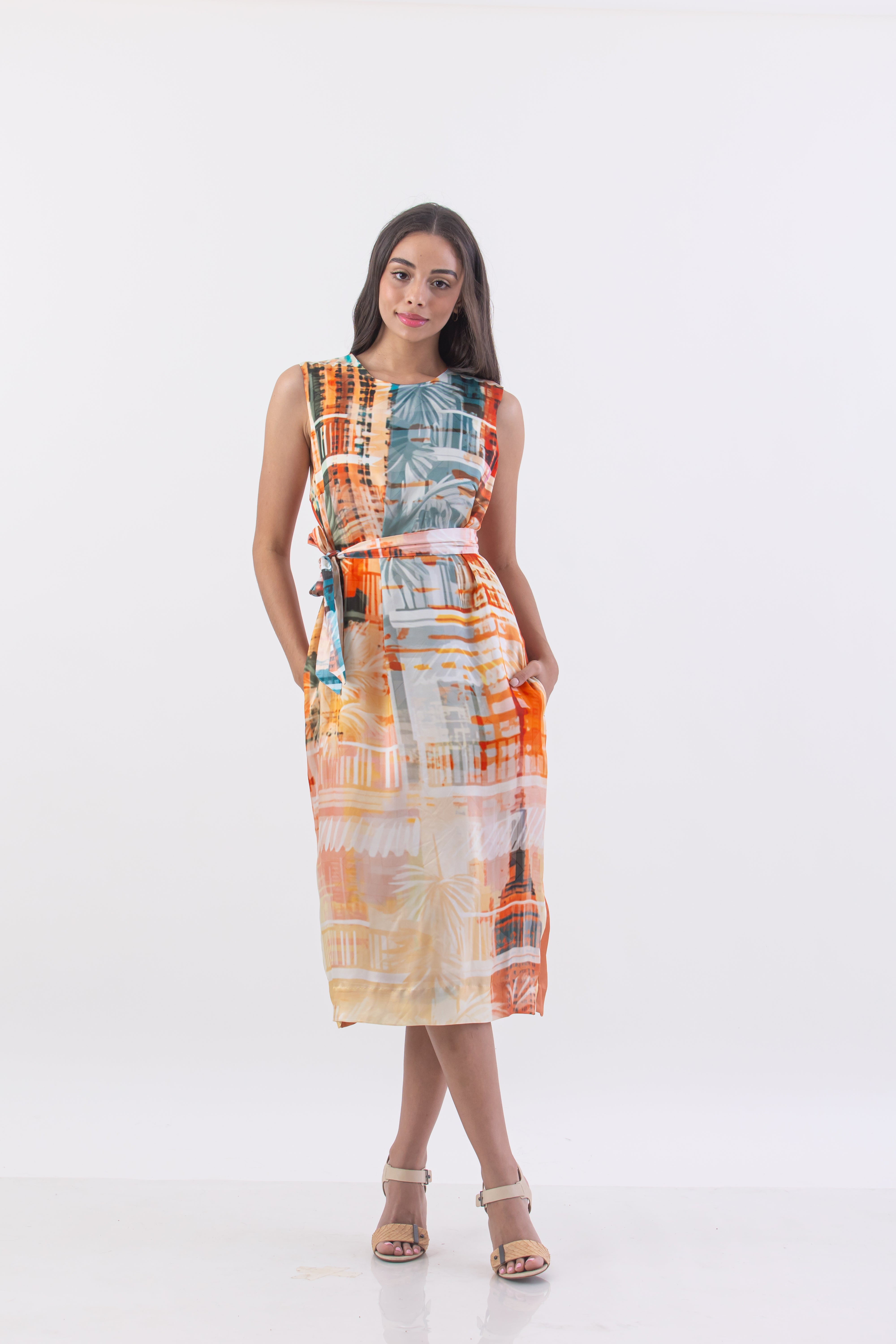 Boho Palm Metropolis Shift Dress