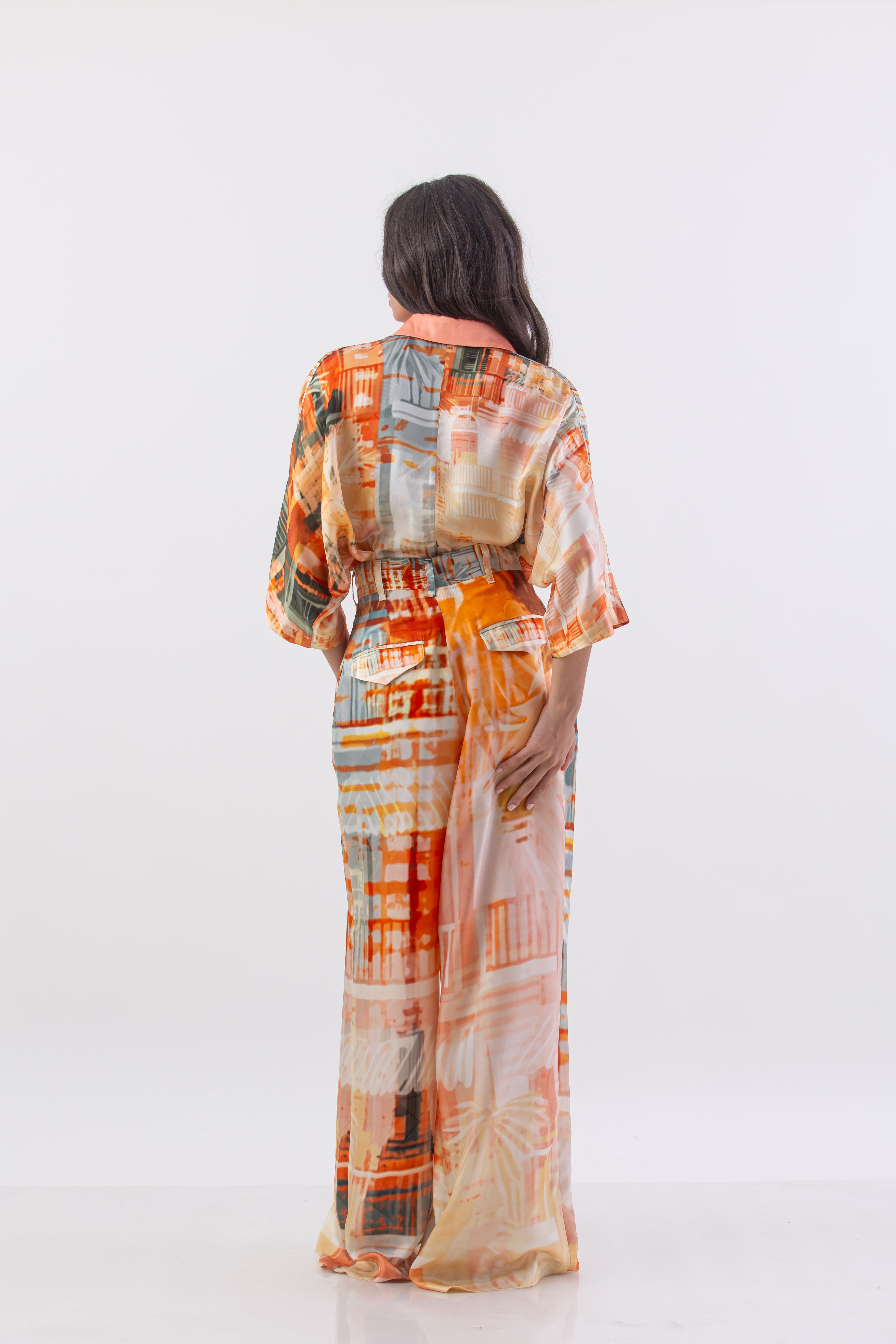 Boho Palm Metropolis Kimono Sleeve Shirt