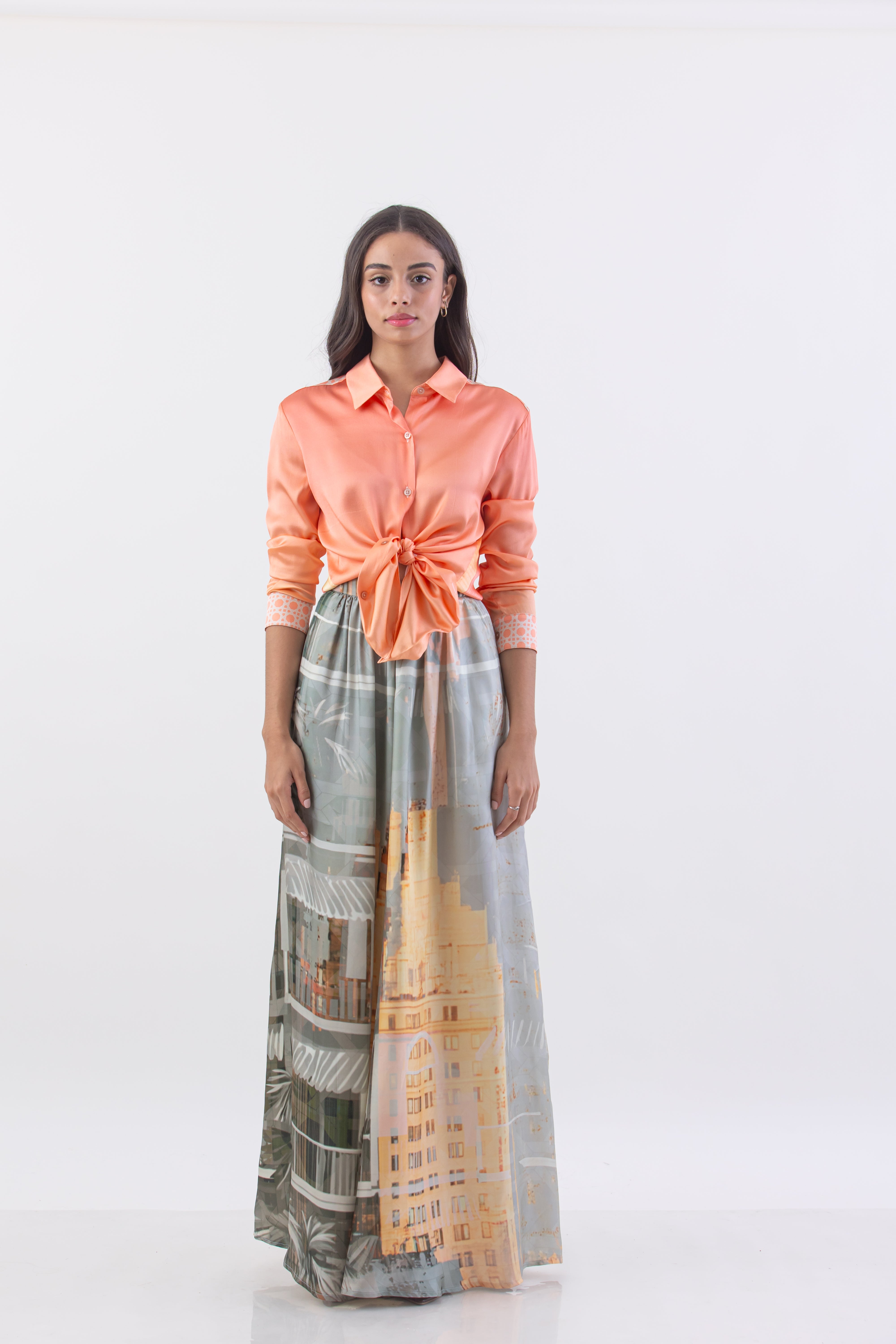 Peach Pastel Metropolis Women's Button Front Shirt