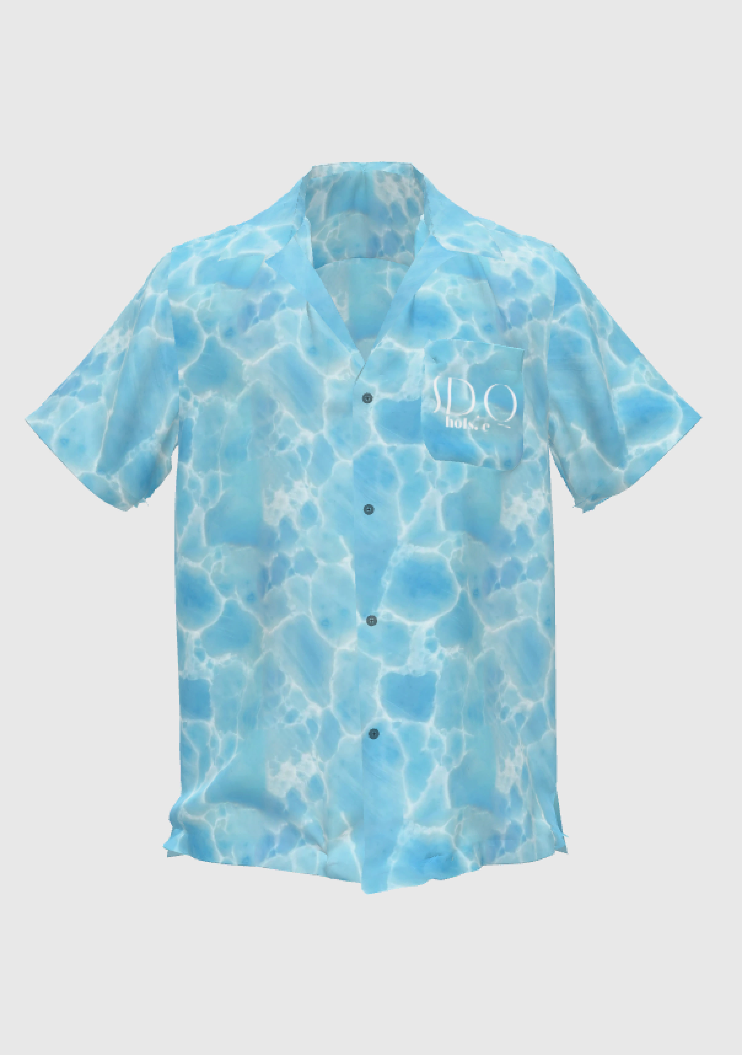 Light Larimar Cupro Camp Vintage Collar Shirt