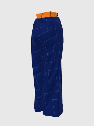 Cupro Pants - Orange & Blueberries Block