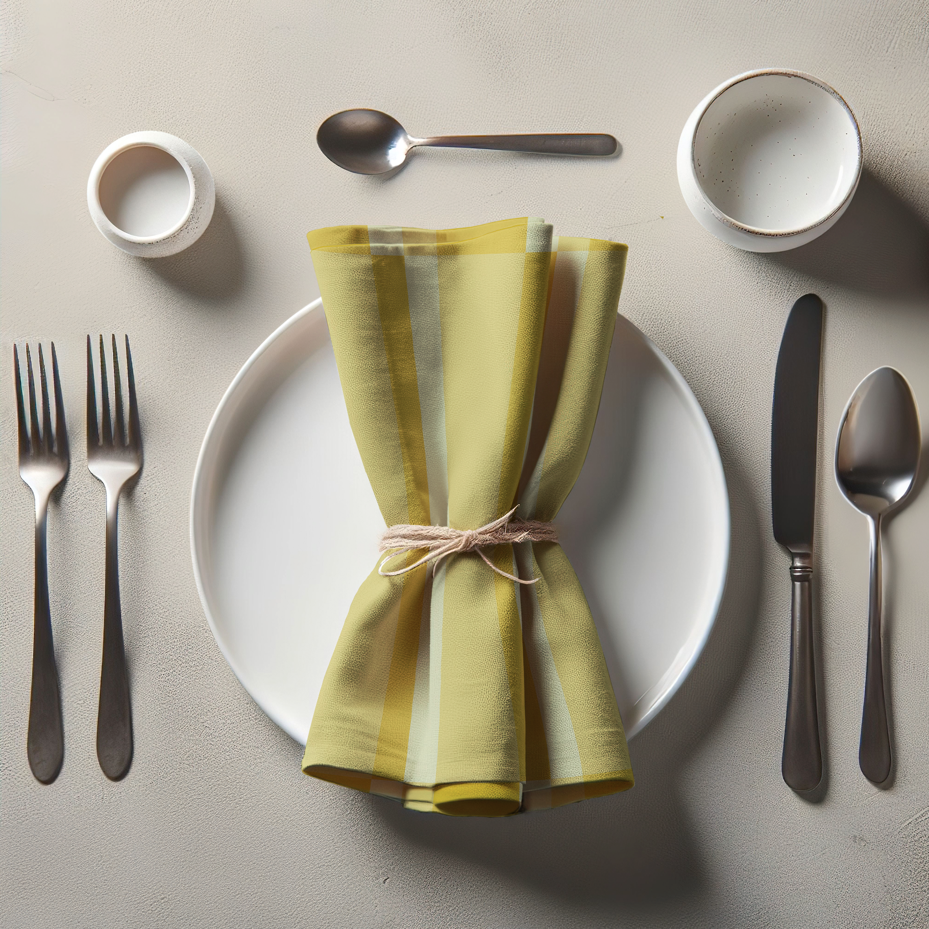 Candy Stripes Sunny Yellow Napkin in Oxford Cotton