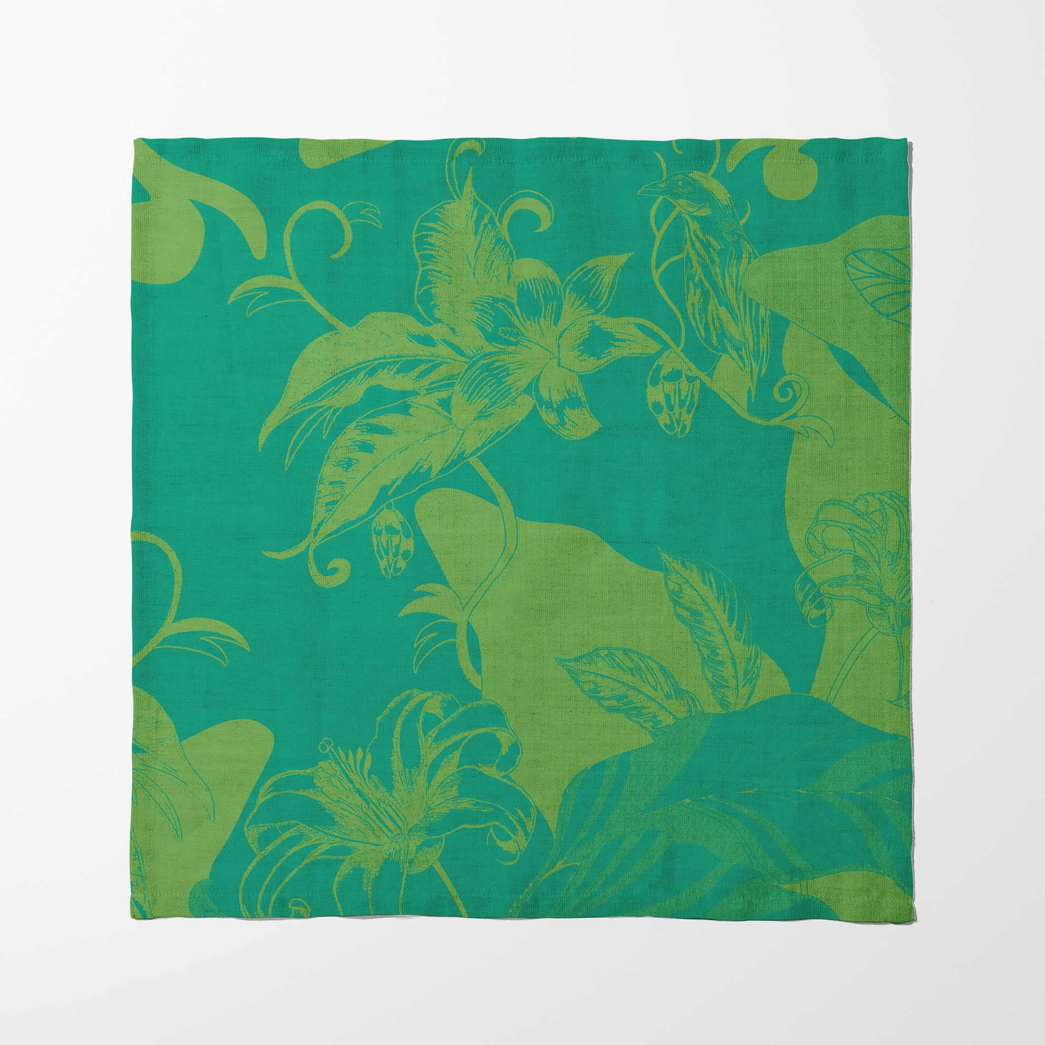 Tropical Paissage Bright Green Napkin in Oxford Cotton