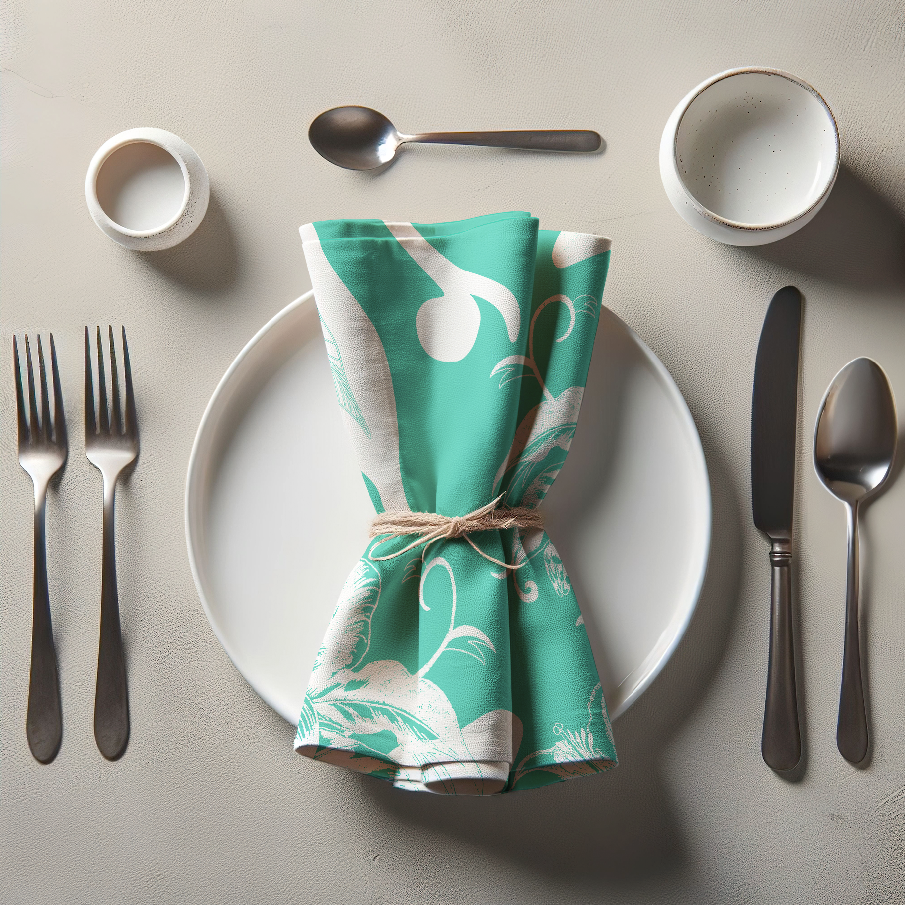 Tropical Paissage Bright Blue Napkin in Oxford Cotton