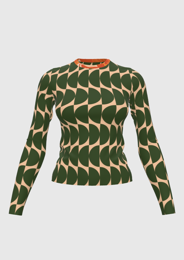 Geometric Green Long Sleeve T-Shirt