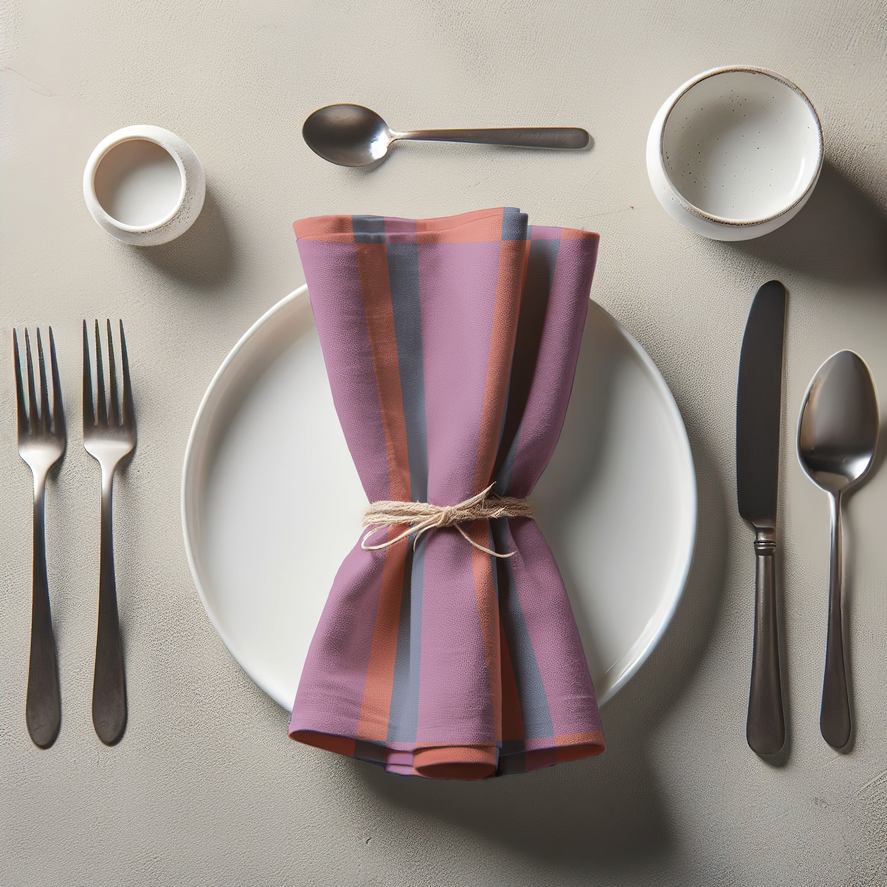 Candy Stripes Bright Pink Napkin in Oxford Cotton