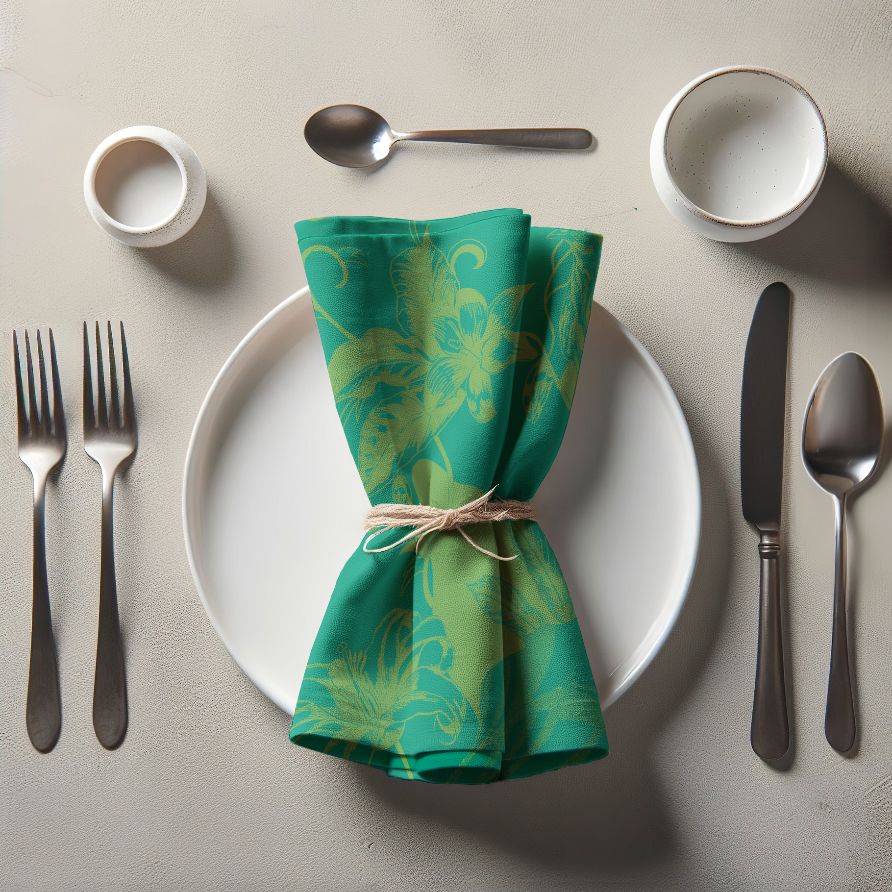 Tropical Paissage Bright Green Napkin in Oxford Cotton