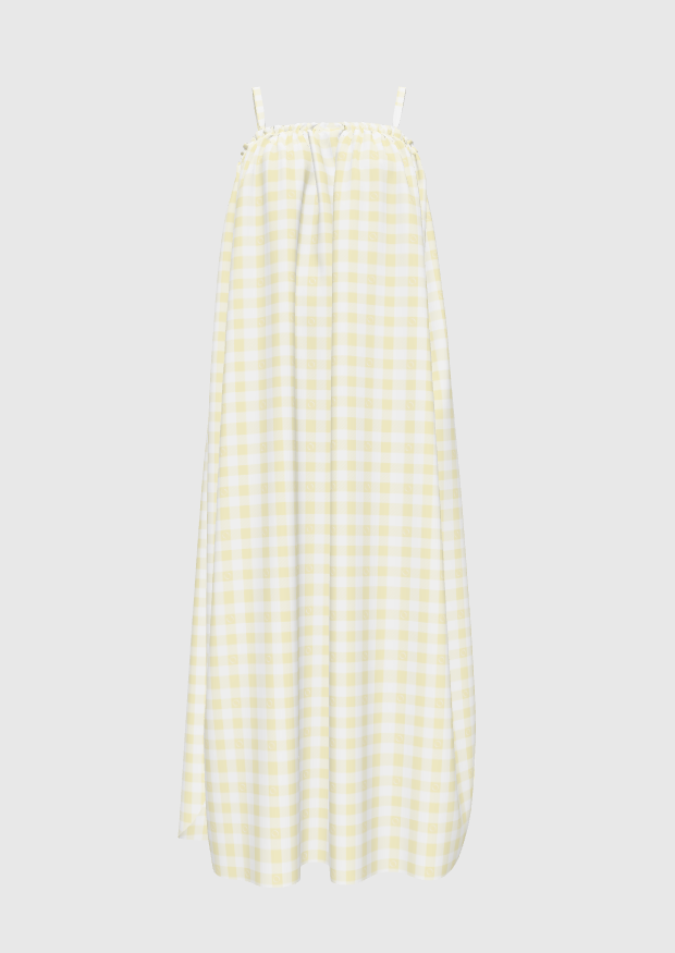 Yellow Gingham Drawstring Dress