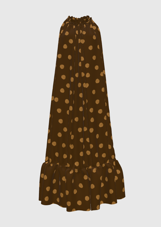 Brown Polka dots Maxi Dress