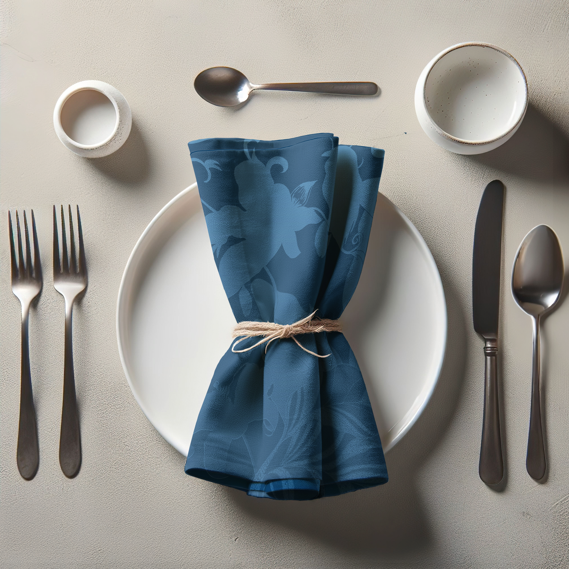 Tropical Paissage Blue Napkin in Oxford Cotton