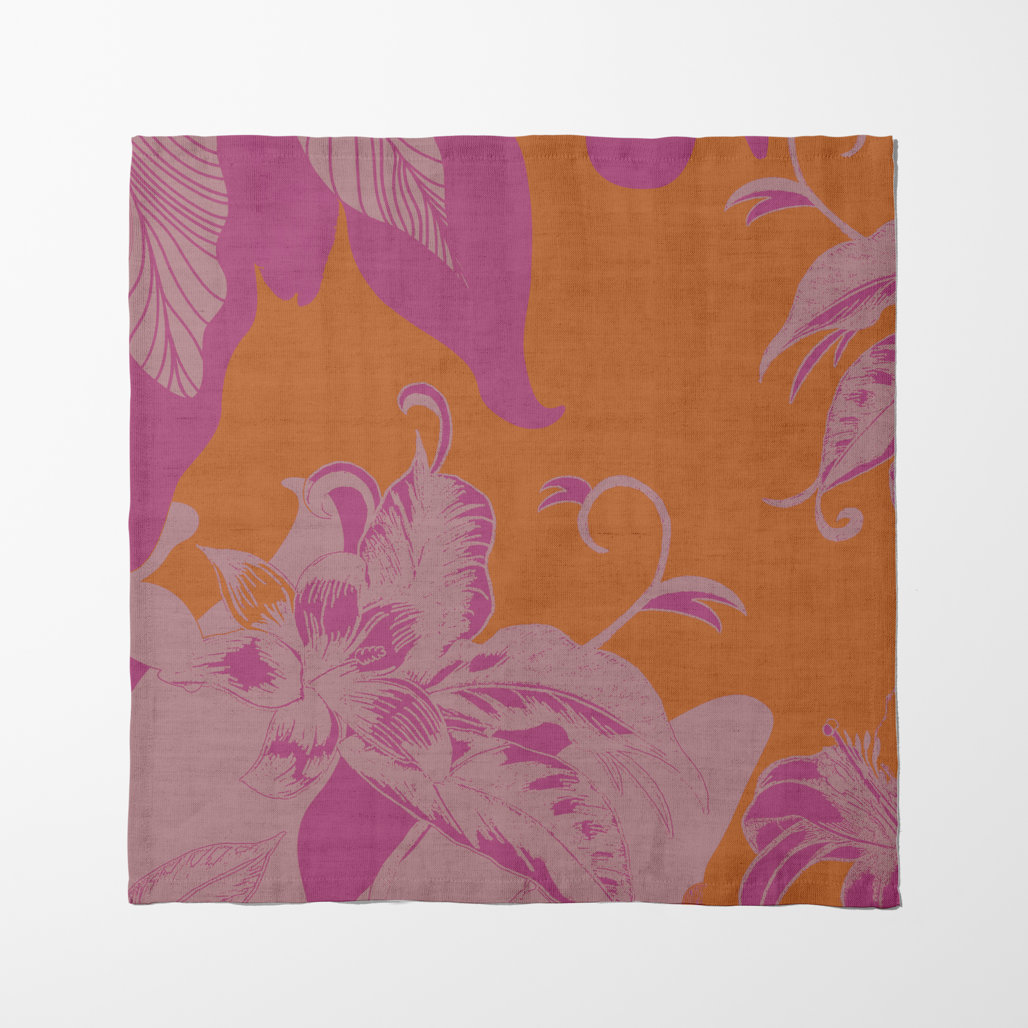 Tropical Paissage Pink & Orange Napkin in Oxford Cotton