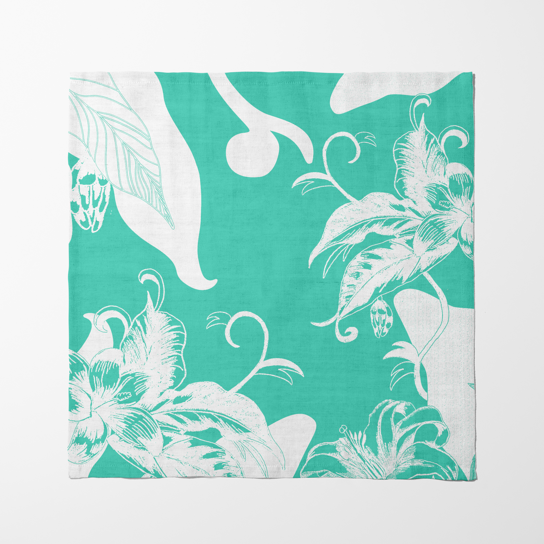 Tropical Paissage Bright Blue Napkin in Oxford Cotton