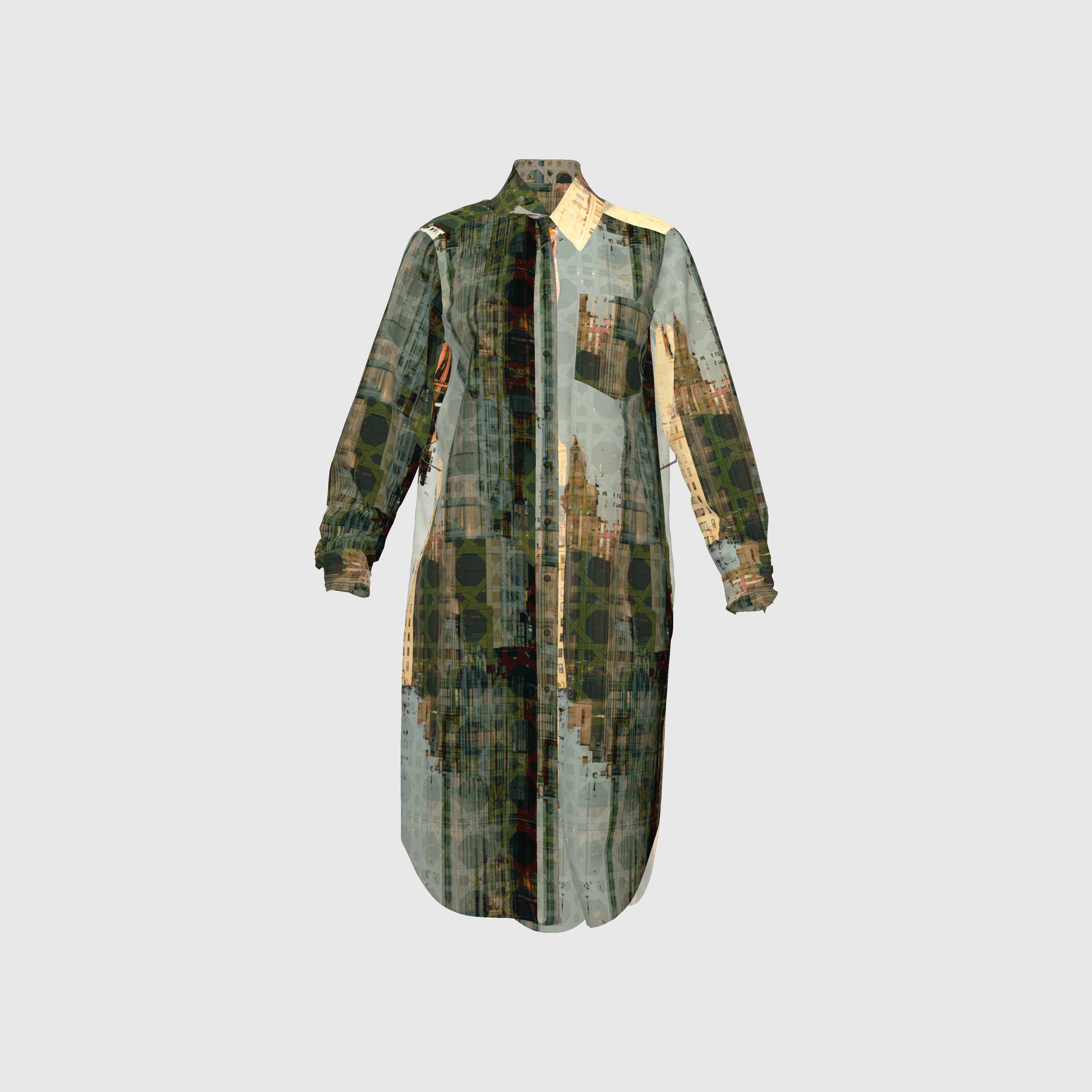 Rattan Print Metropolis Long Sleeve Shirt Dress