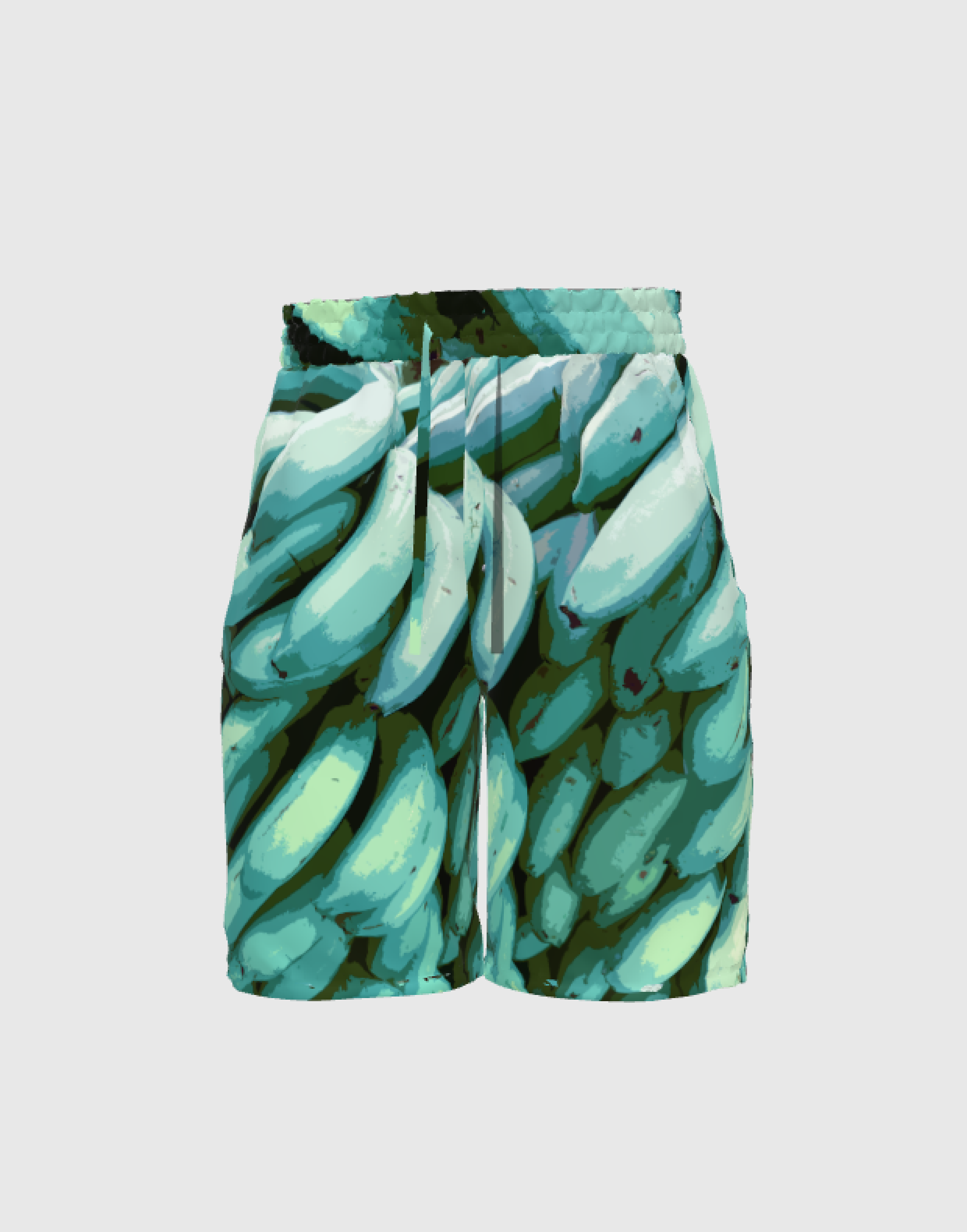 Turquoise Graphic Platano Shorts