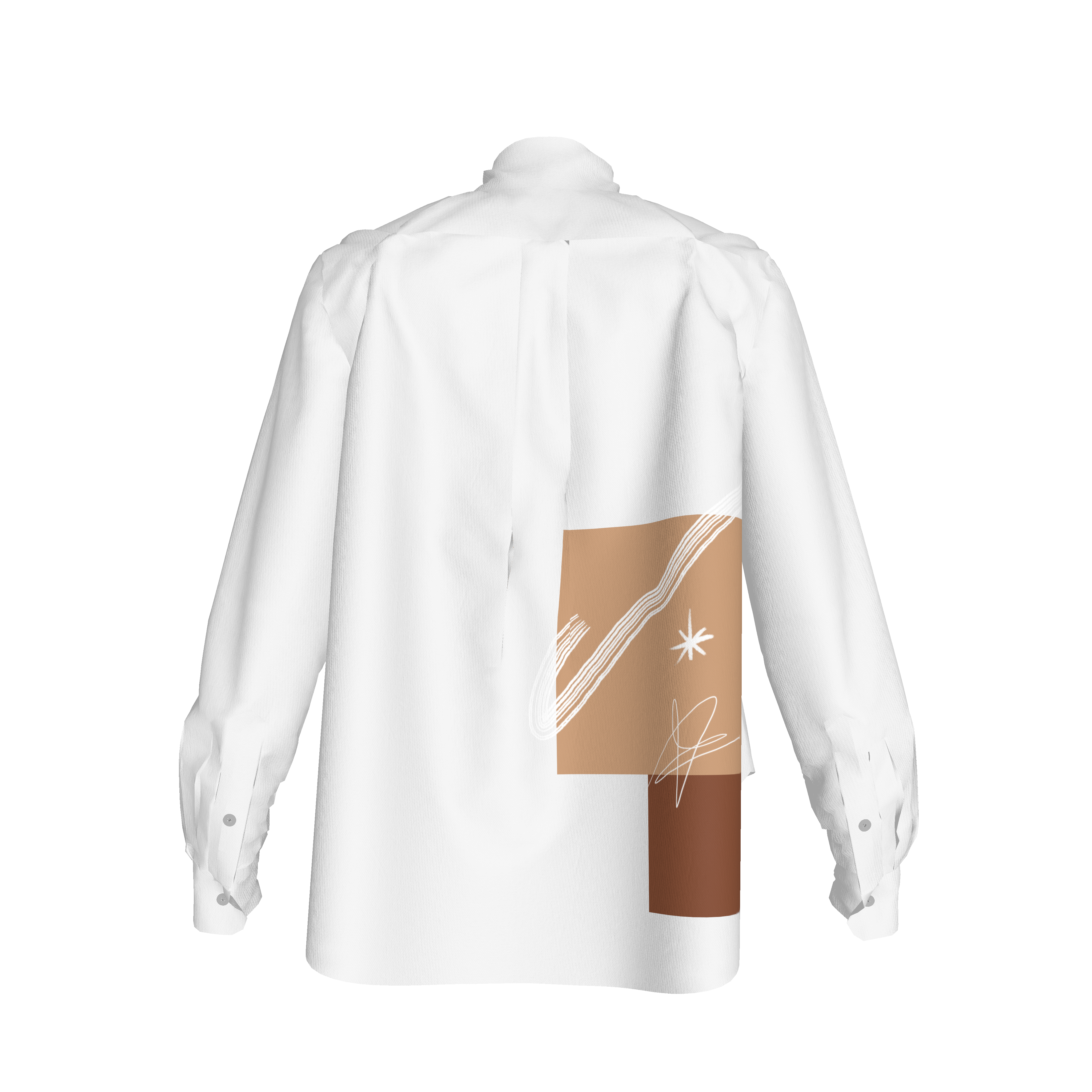 Women's tailored boyfriend fit Shirt 2024 - White  Caramel Brown Boyfriend Women Shirt in Light Weight Cotton.