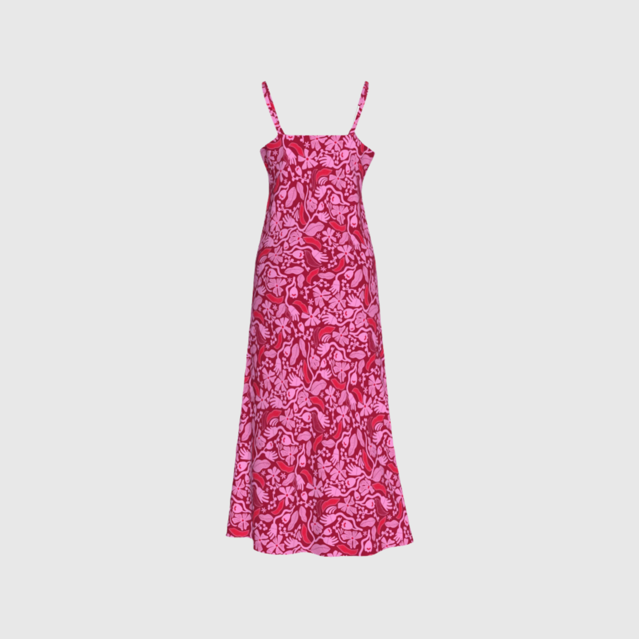 Magenta Flower Slip Dress