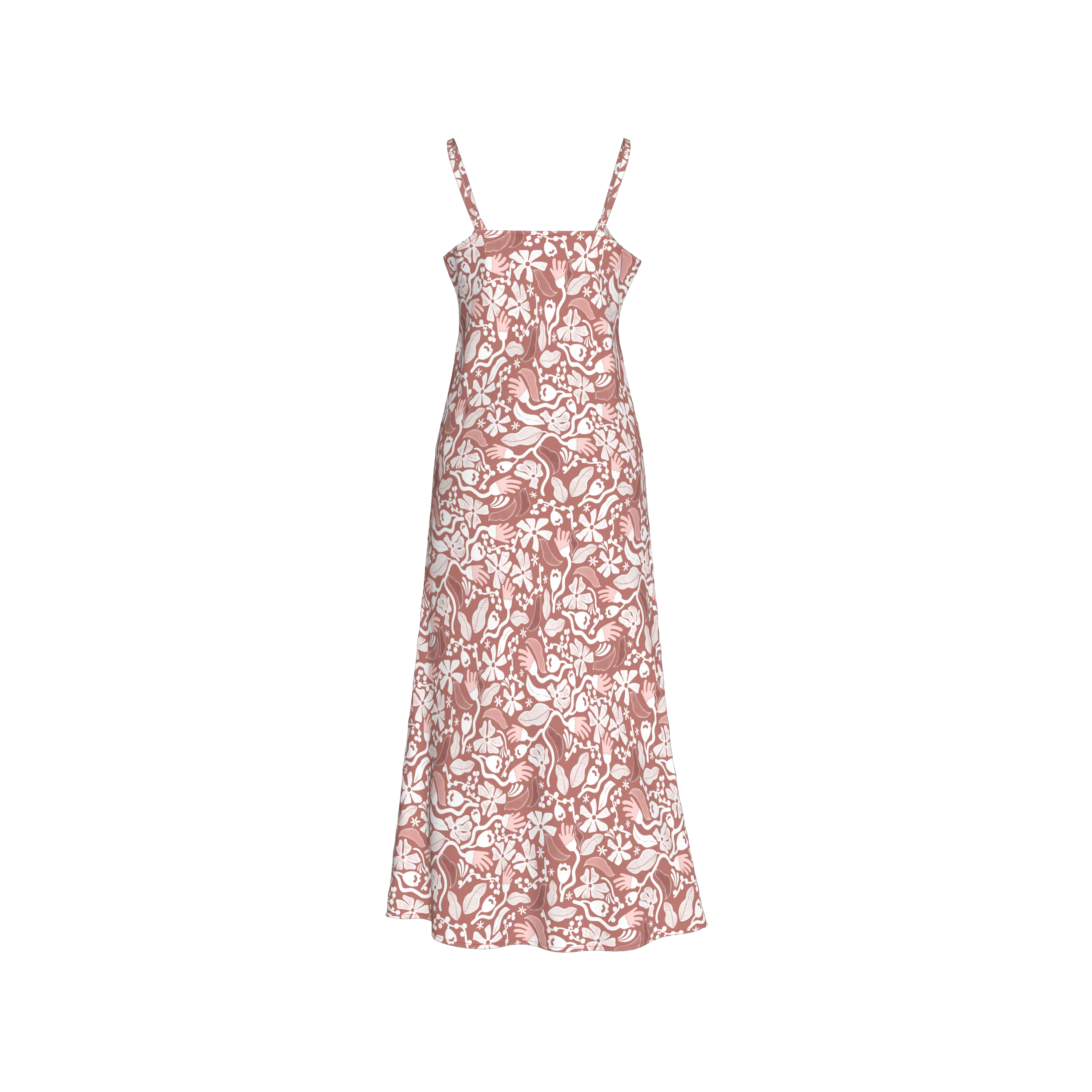 French Beige Flower Slip Dress