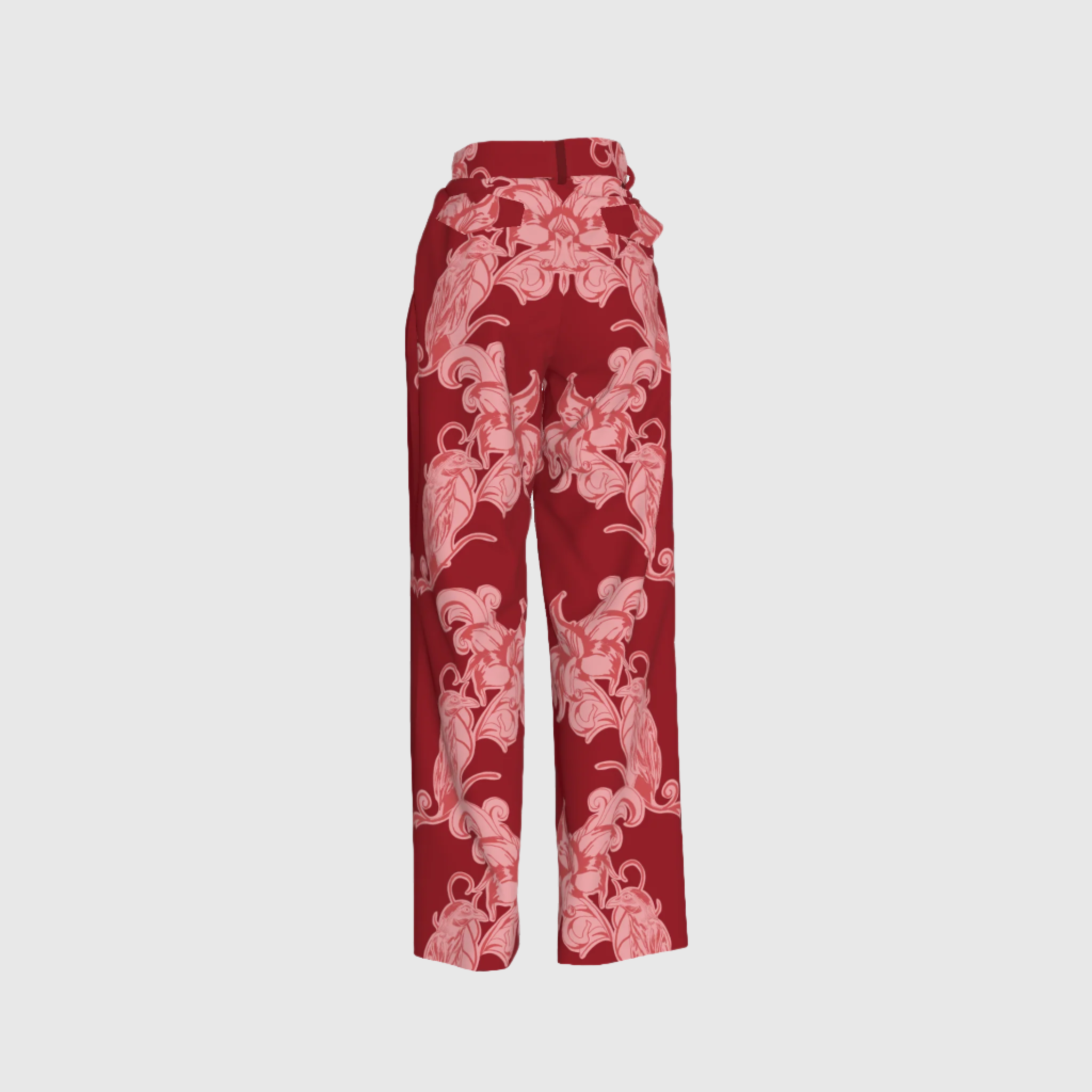 Red Nouveau Pleated Pants