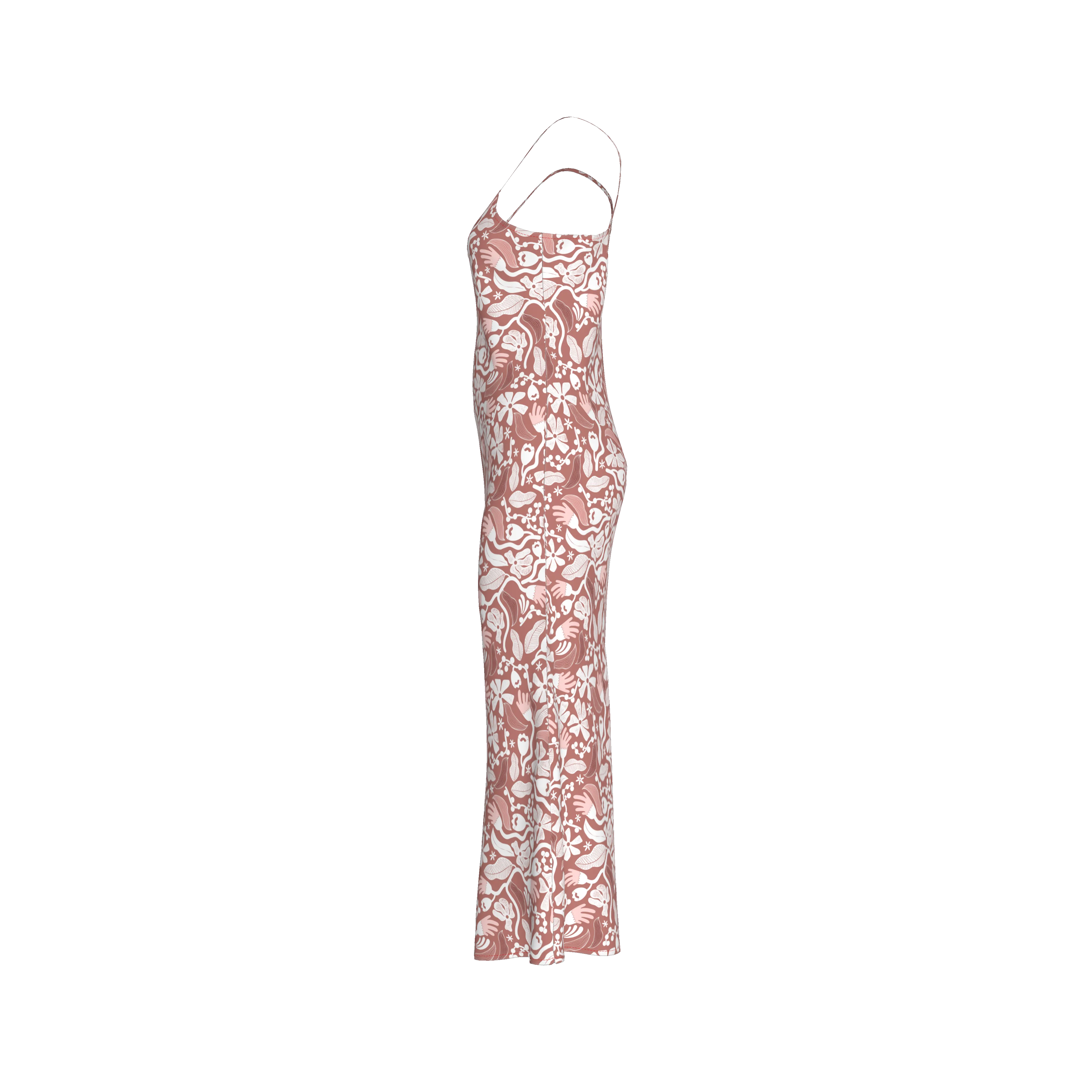 French Beige Flower Slip Dress