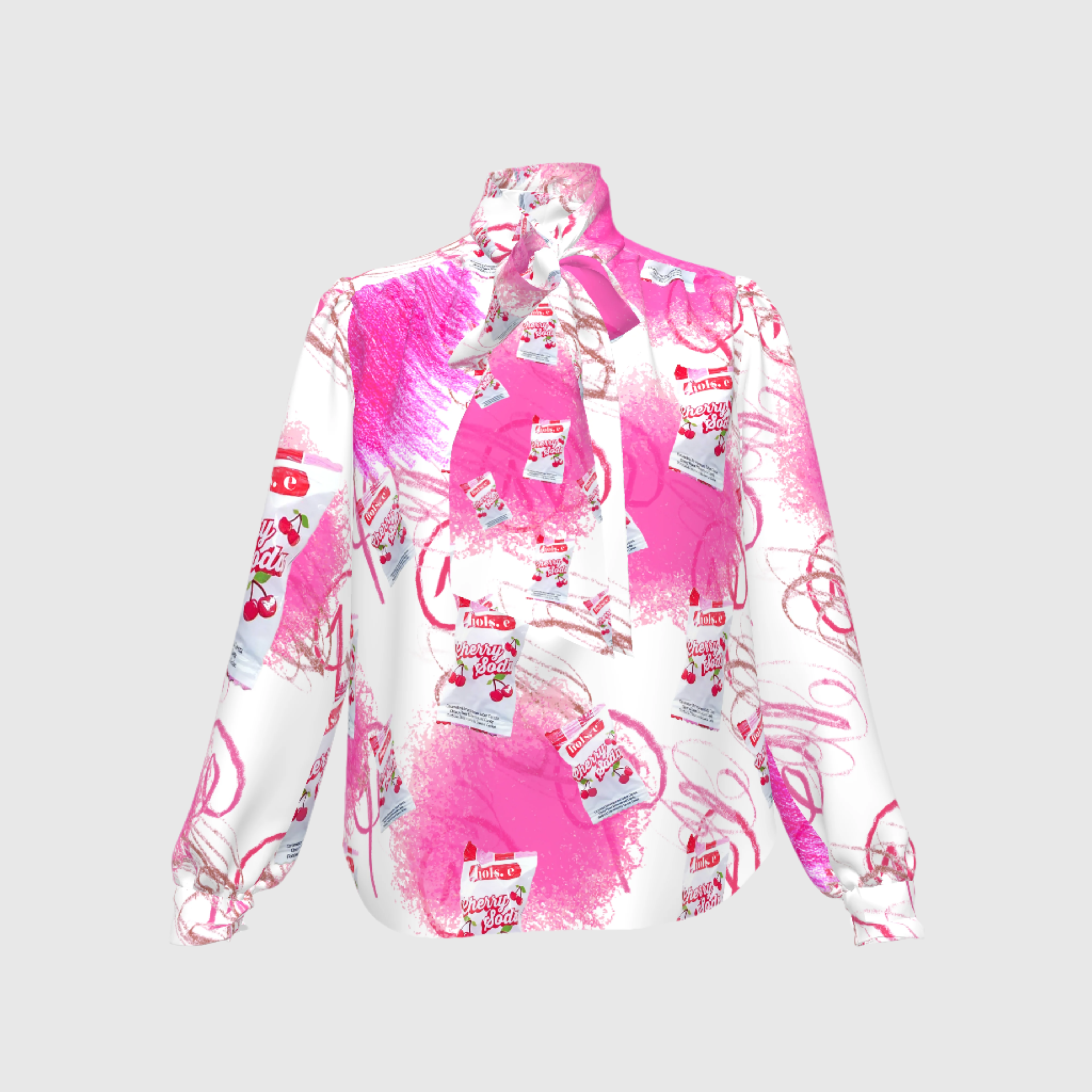 Cherry Soda Spray Paint Bow Blouse