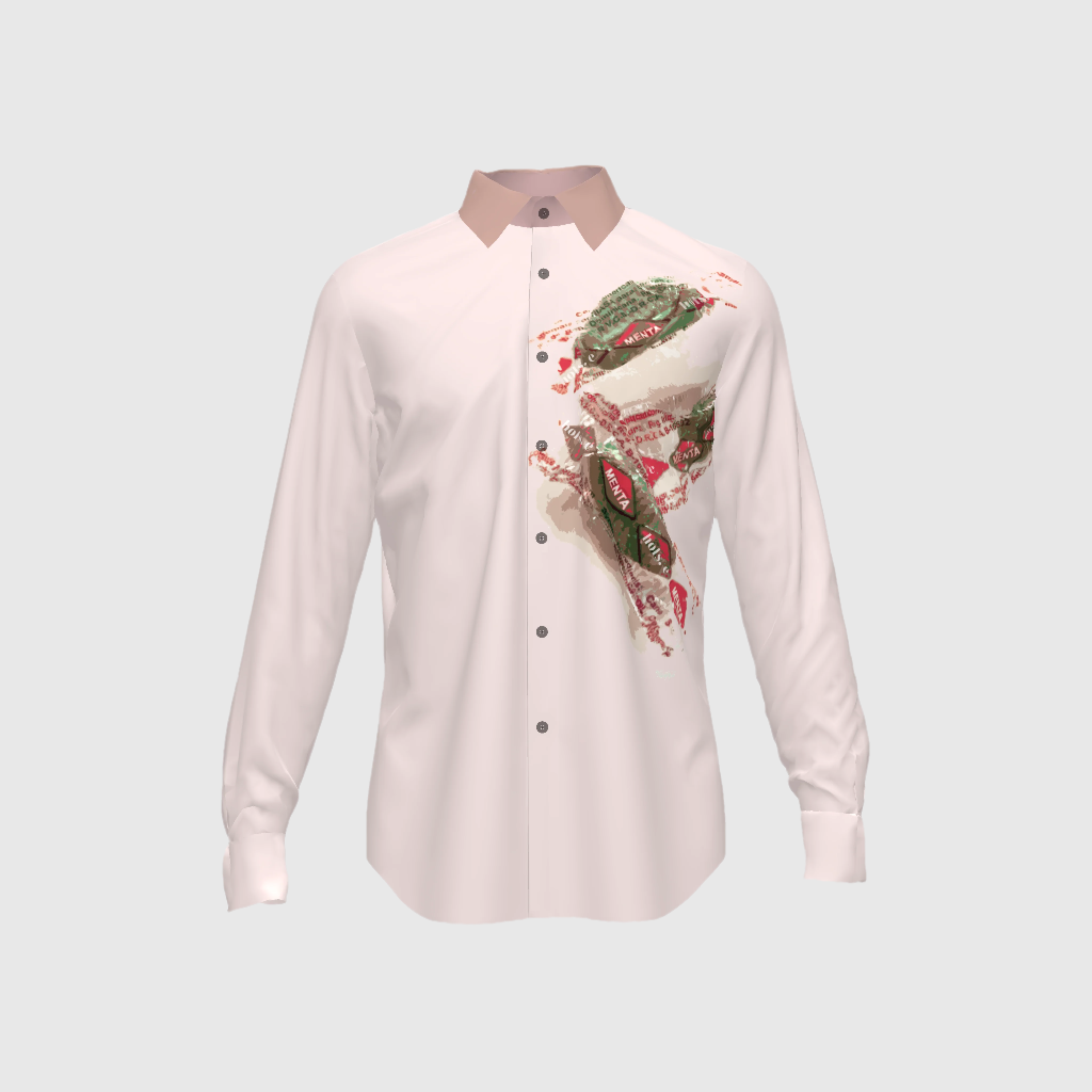 Rose Menta Men's Button-Up Shirt