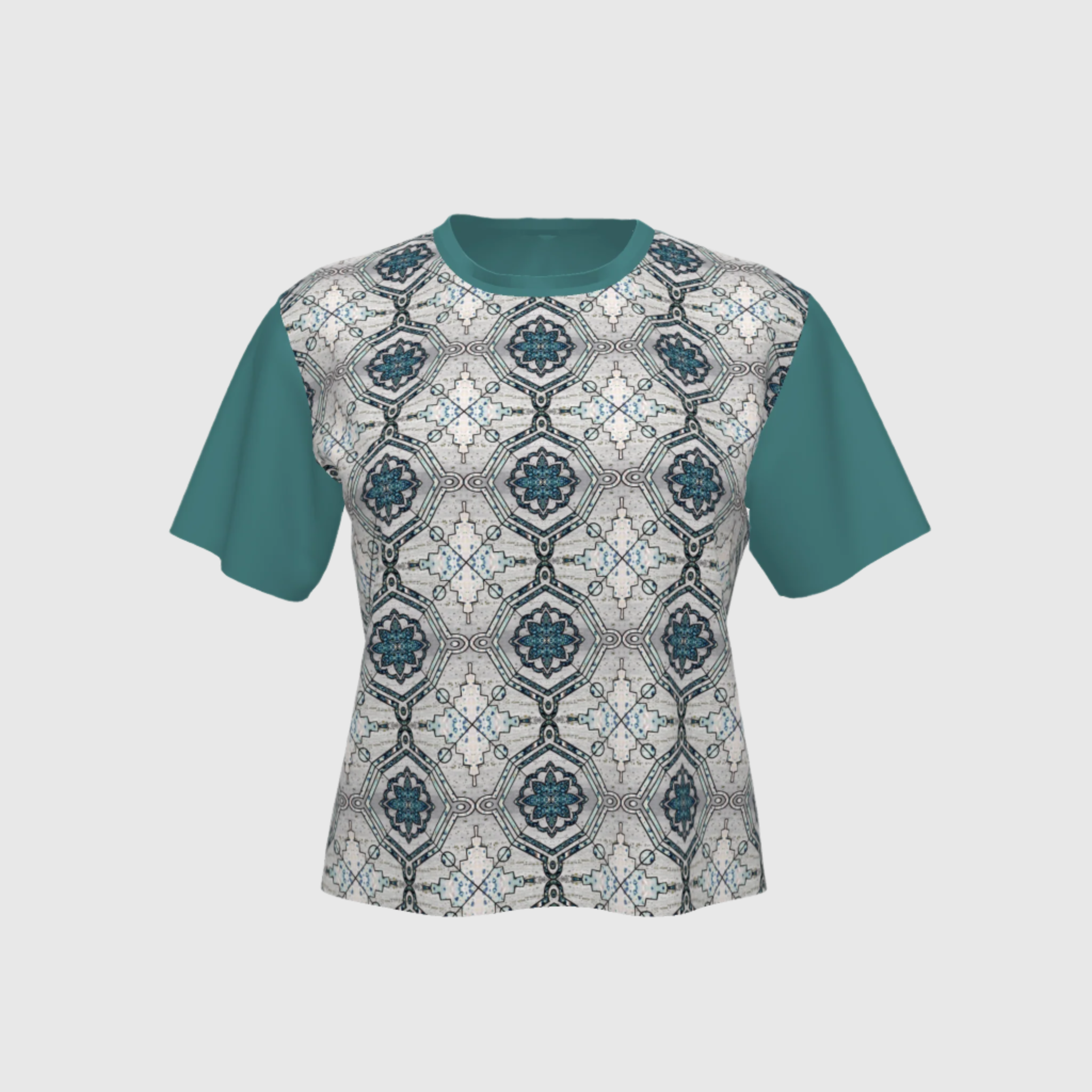 T-shirt Colonial in Meriño Print and Blue