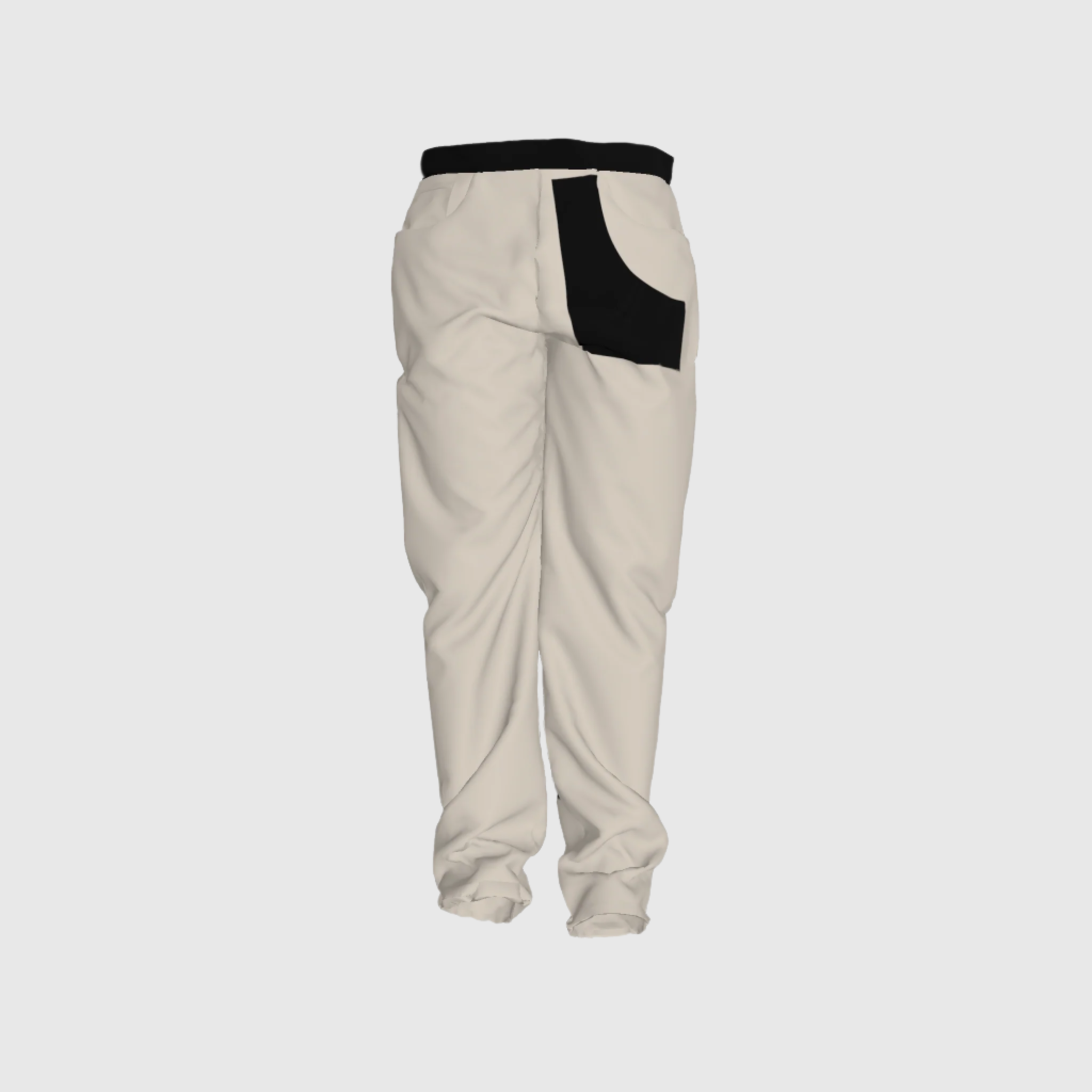 Beige and Black Relaxed Trousers