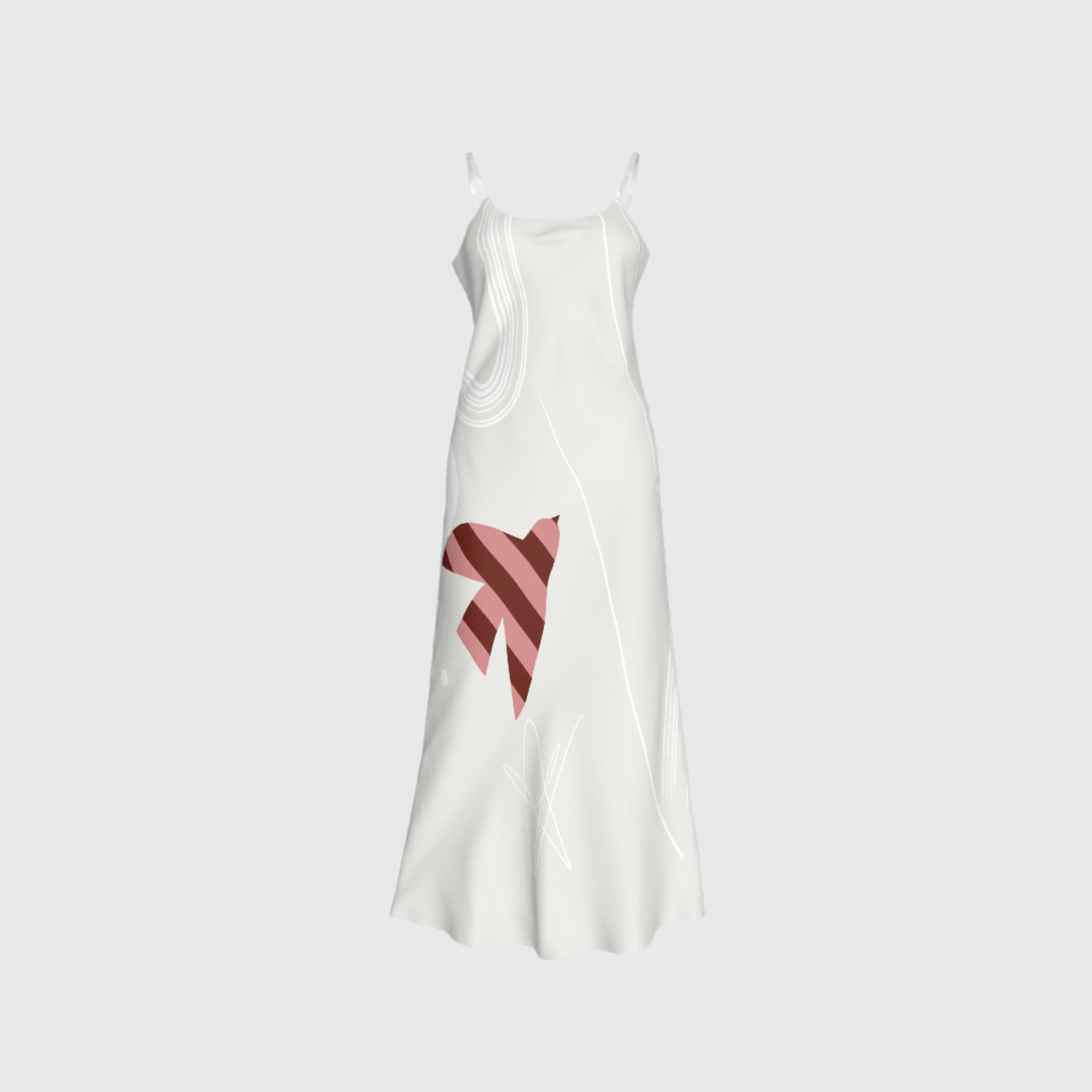 Funky Bird Slip Dress - in Light Tencel