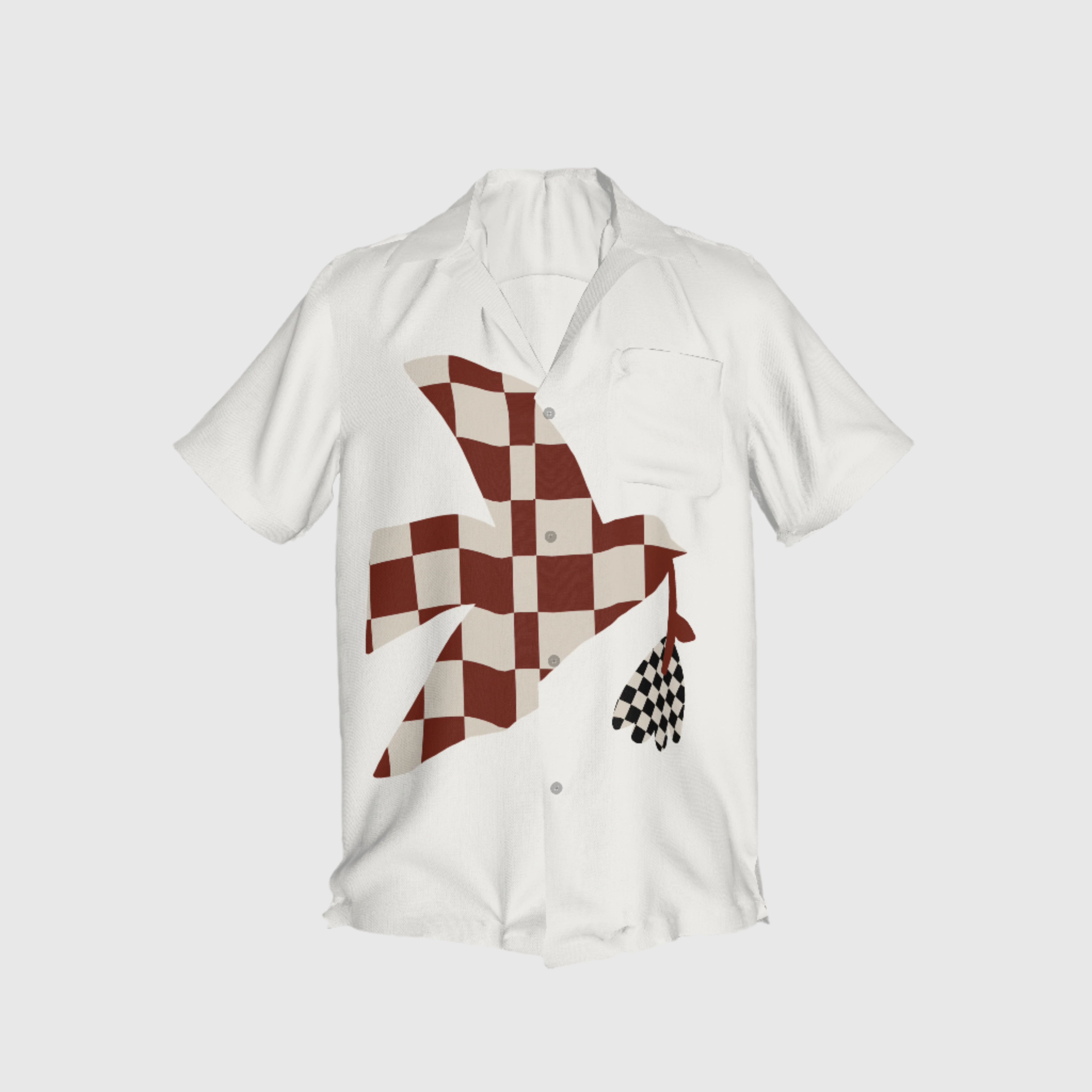 Plaid Pajarito Guayabera in Pure Linen