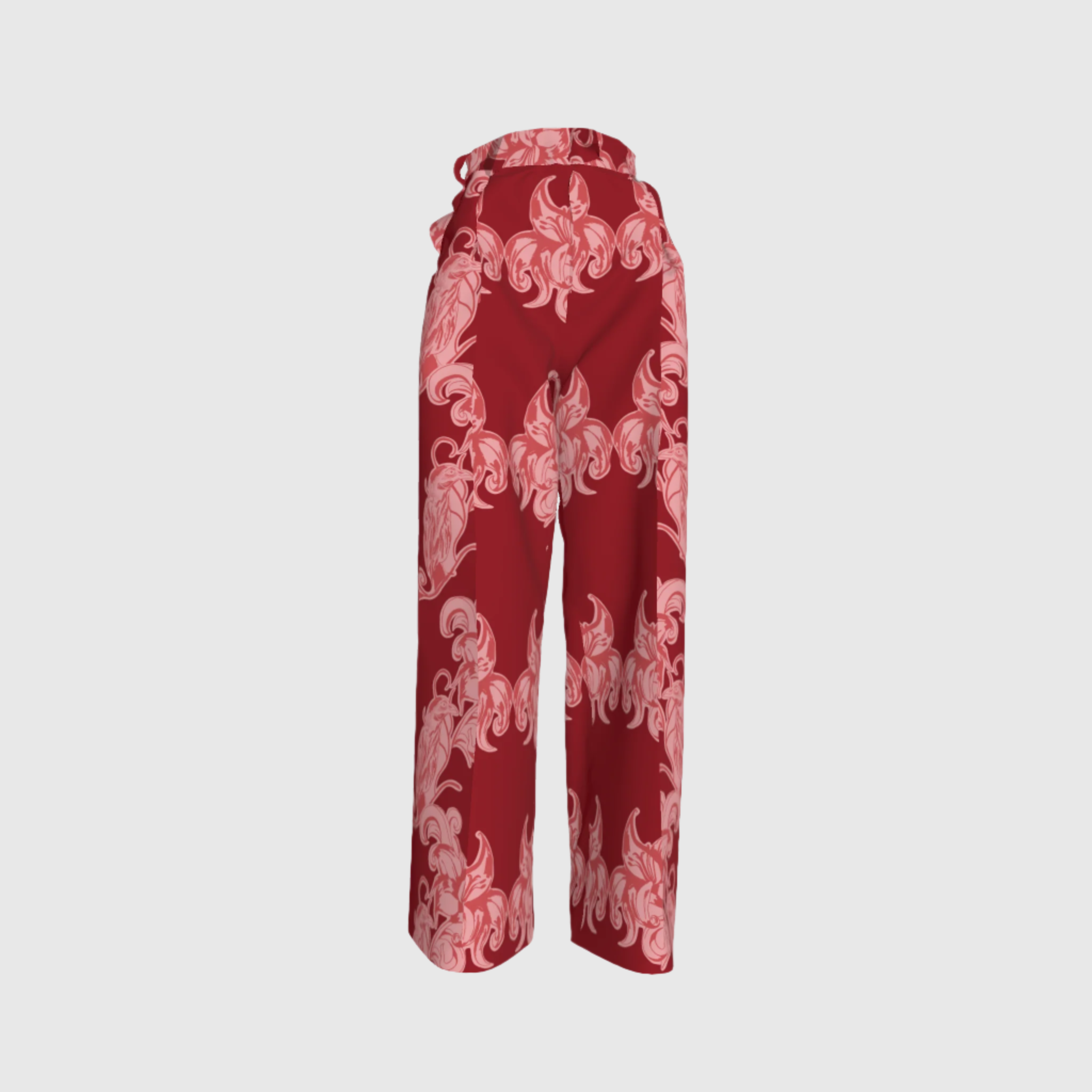 Red Nouveau Pleated Pants