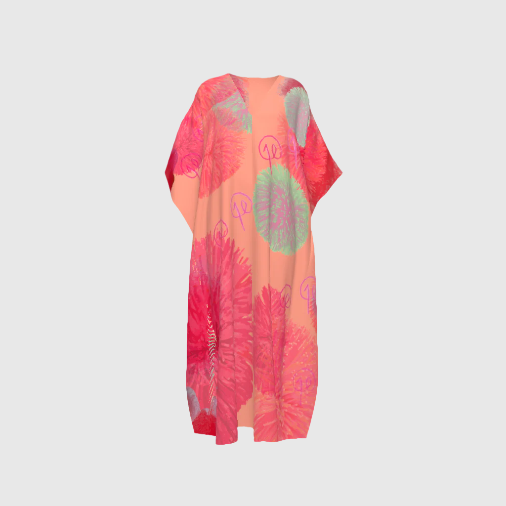 Coral Koosh Silk Caftan