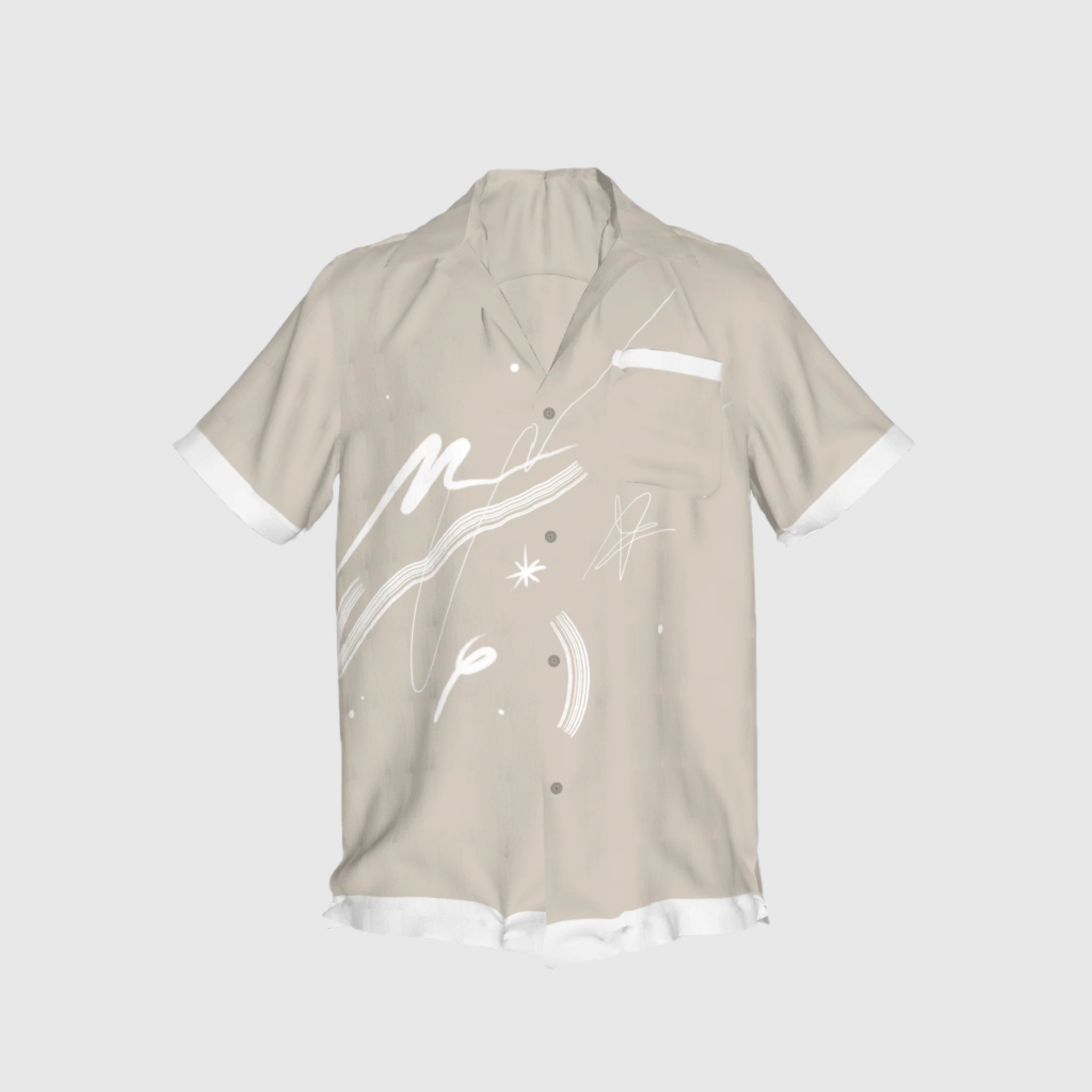 Beige Short Guayabera