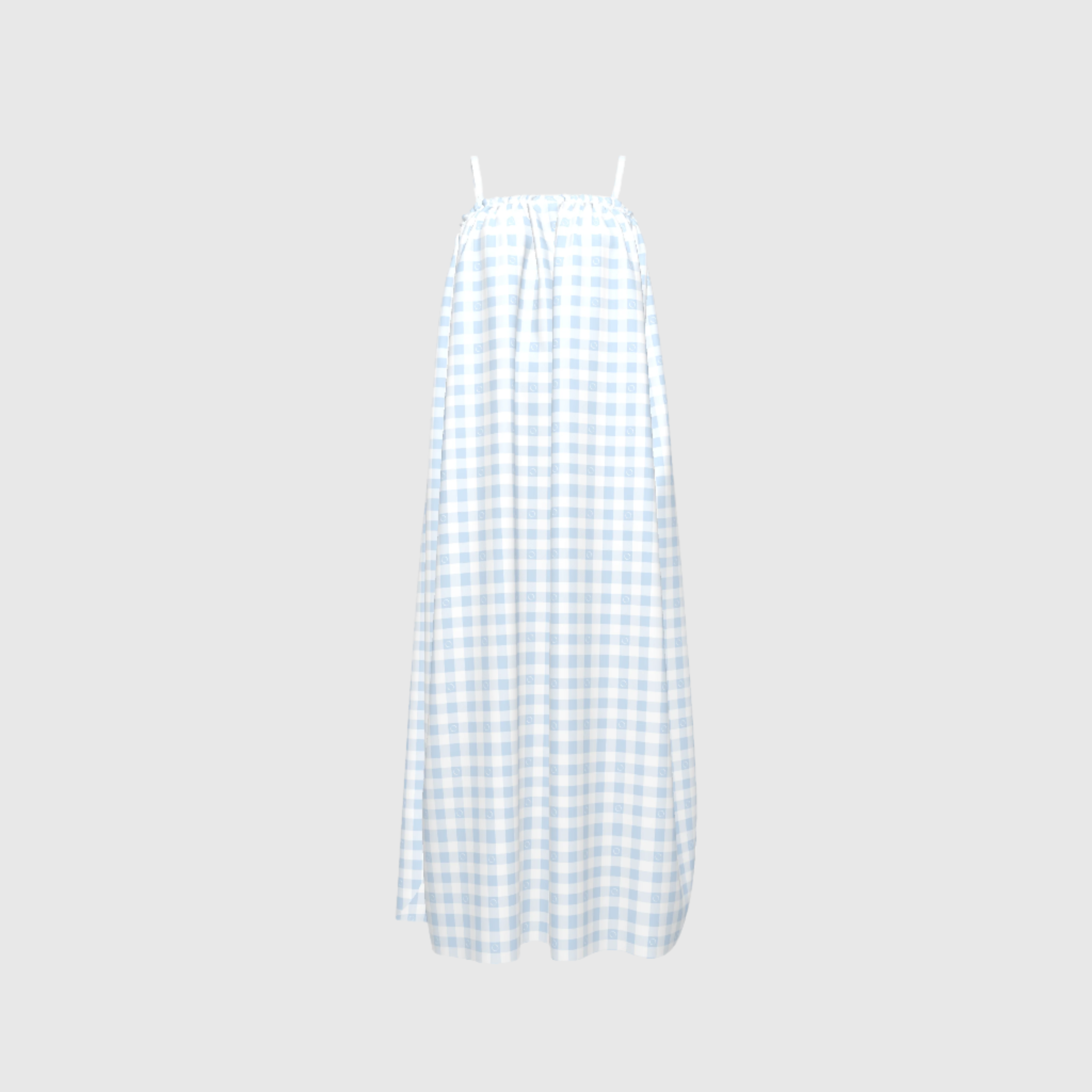 Blue Gingham Drawstring Dress