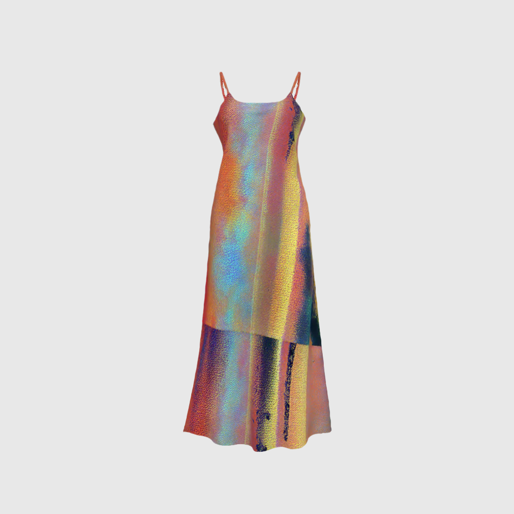 Abstract Gradient Slip Dress