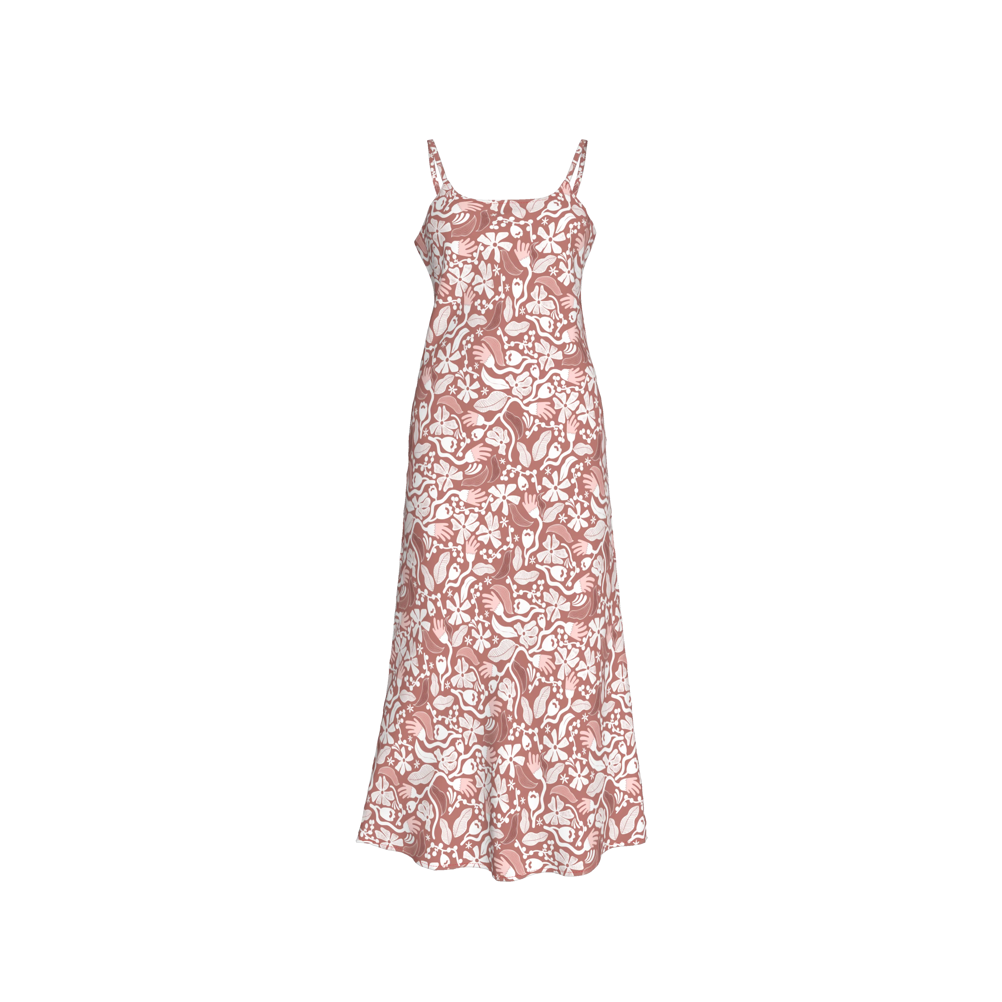 French Beige Flower Slip Dress
