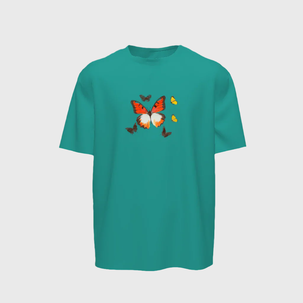 Mariposita Boxy  Tshirt in Turquesa