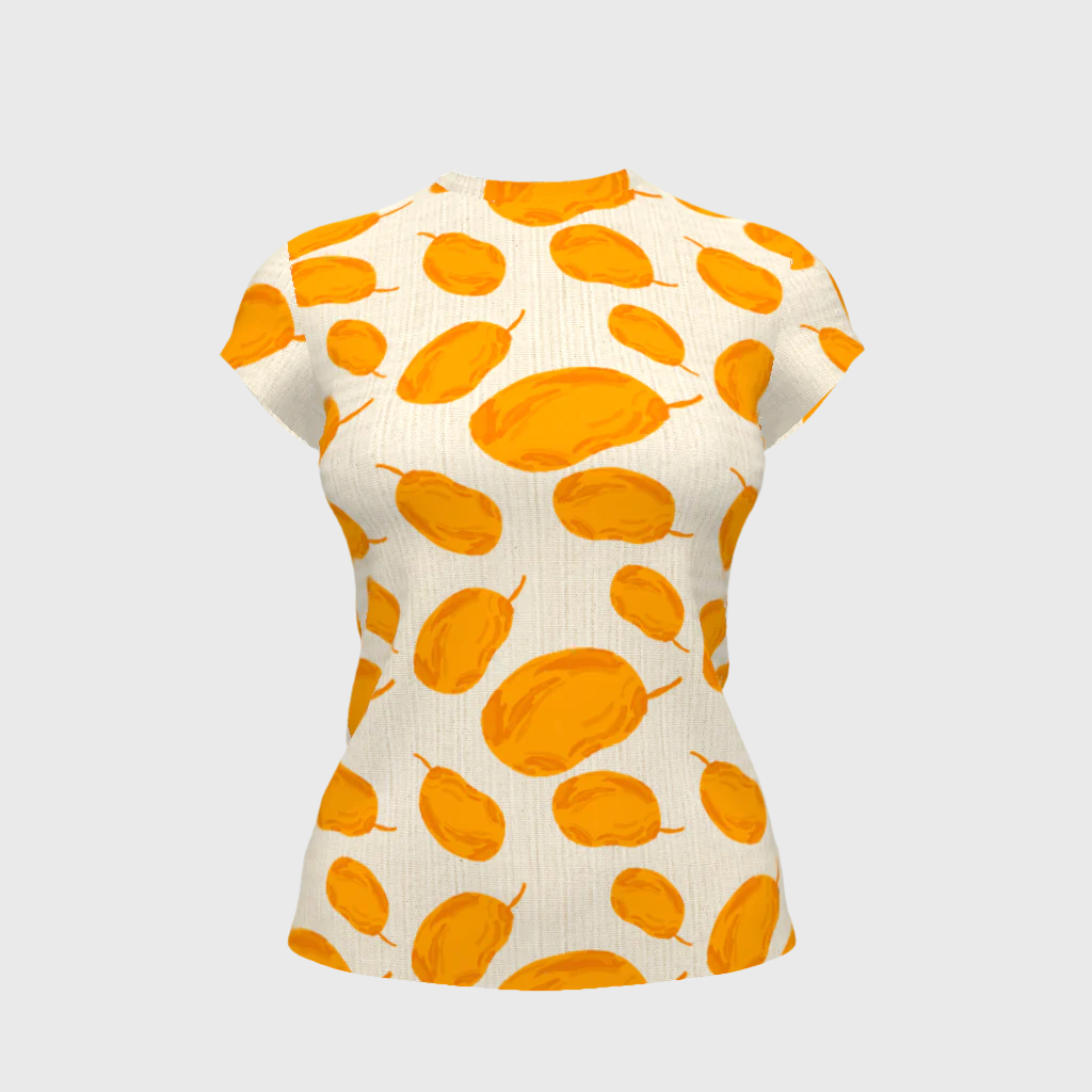 Marotear Mango Patterned Cap Sleeve Tshirt