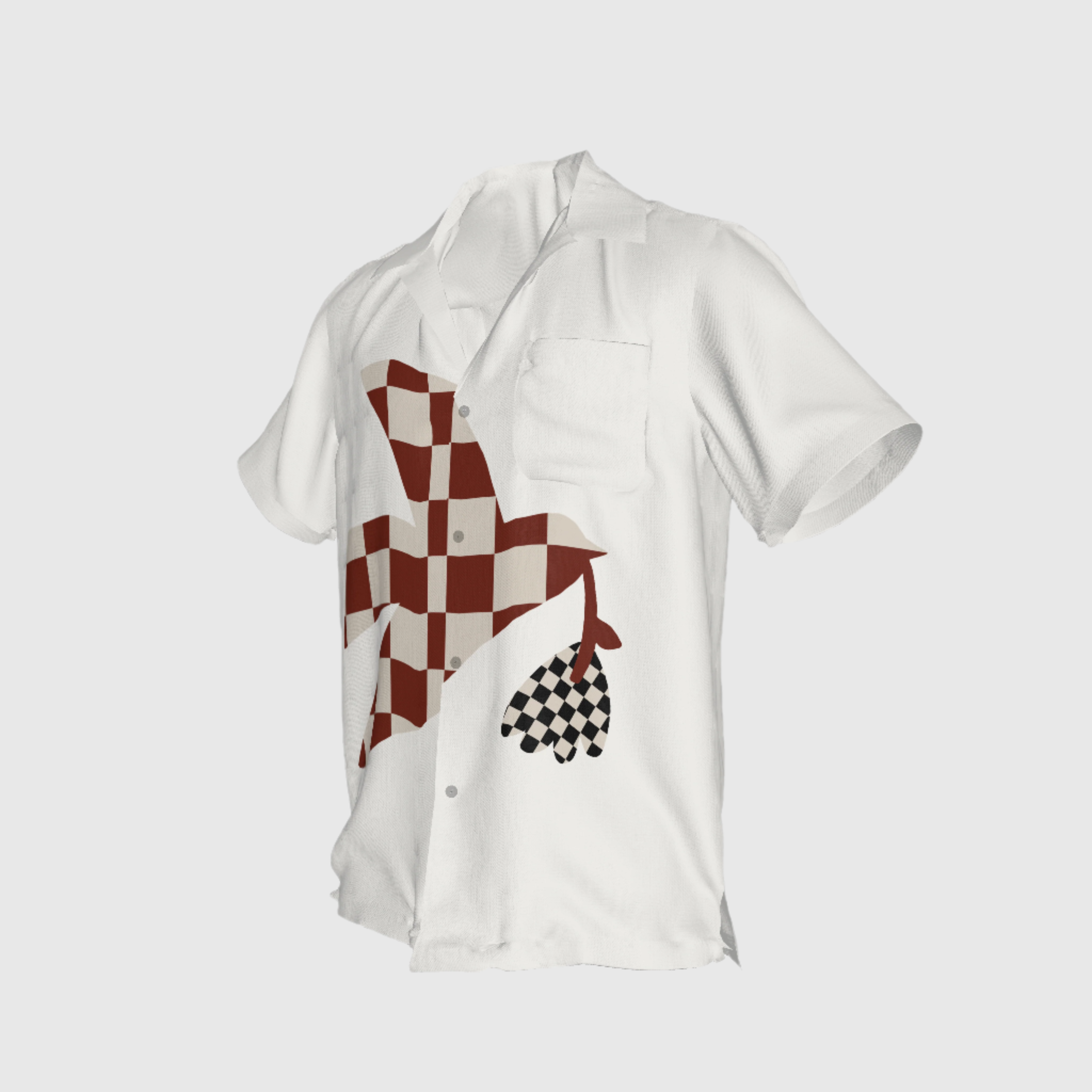 Plaid Pajarito Guayabera in Pure Linen