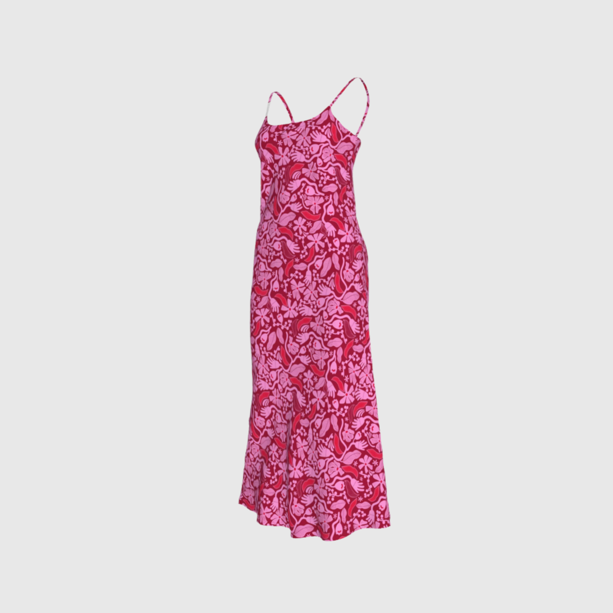 Magenta Flower Slip Dress