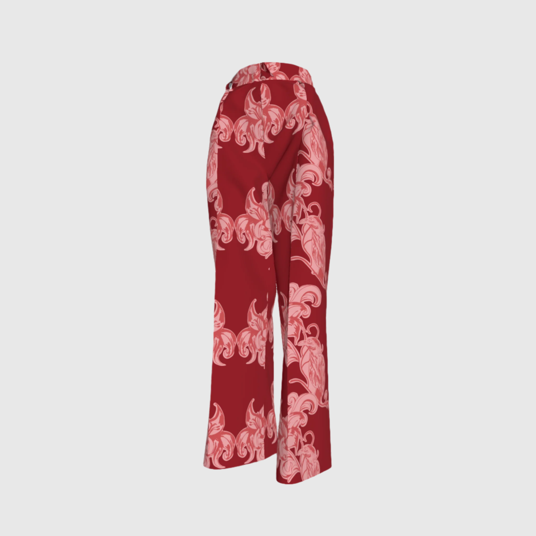 Red Nouveau Pleated Pants