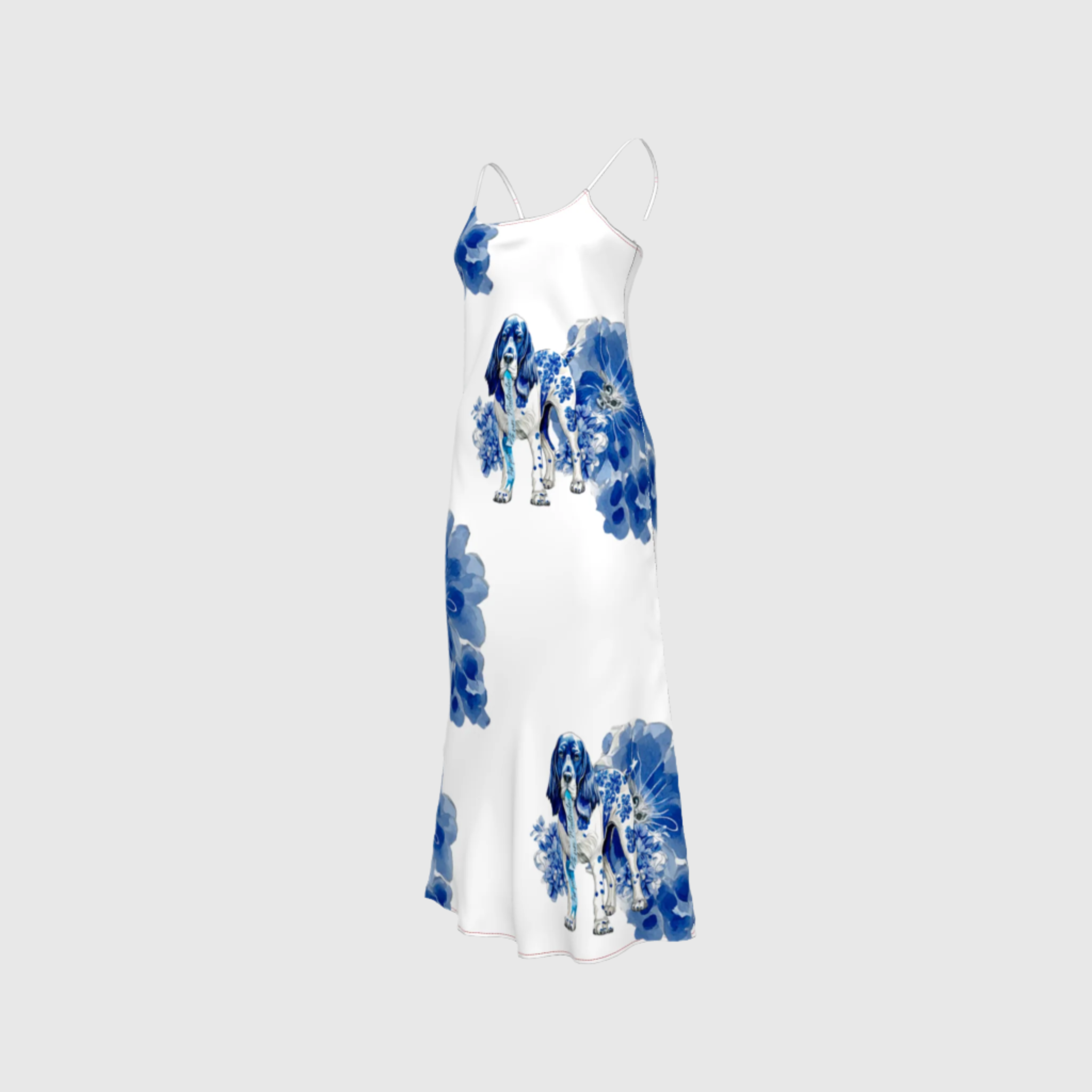 Paw Prints Bias Slip Dress