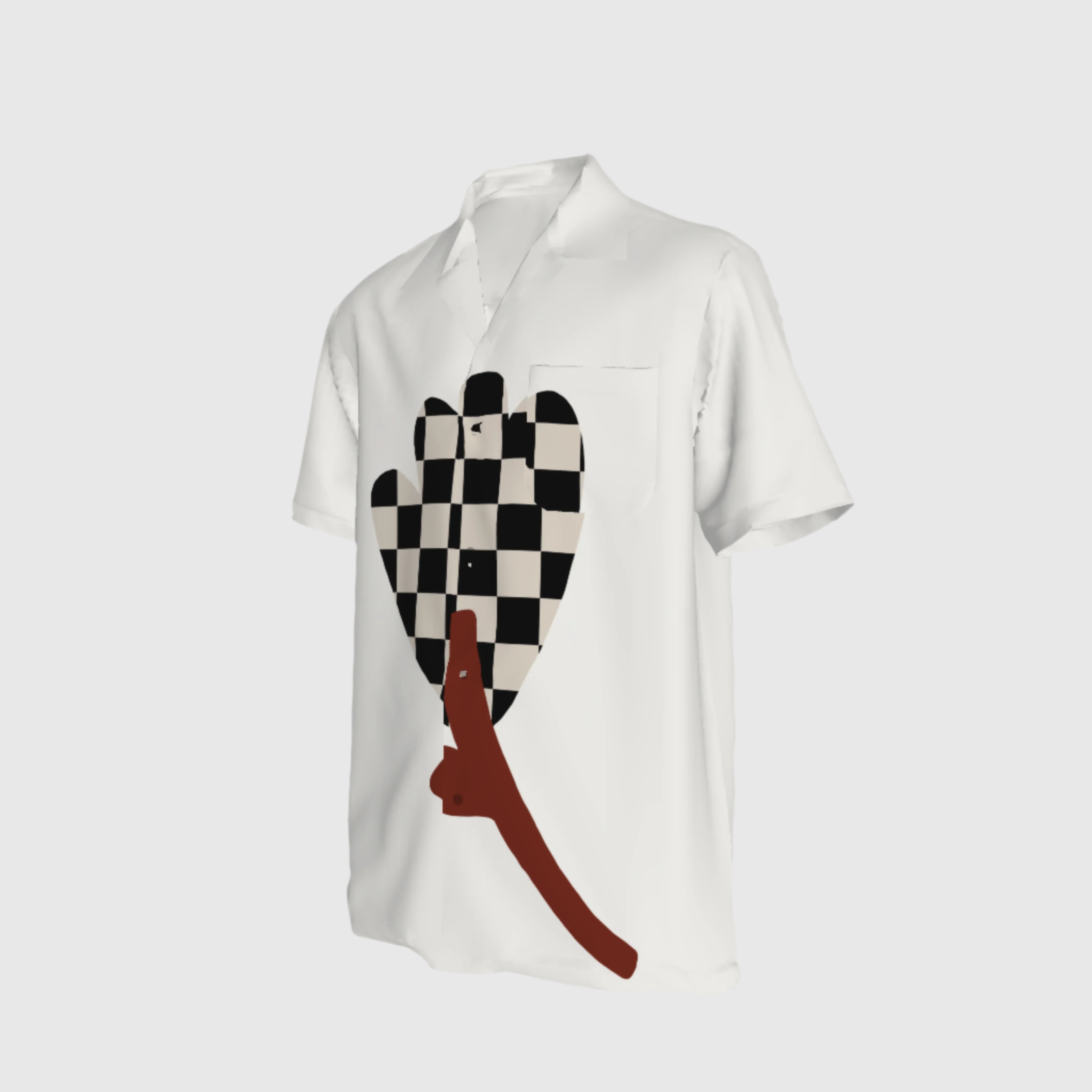 Plaid Flower Linen Guayabera