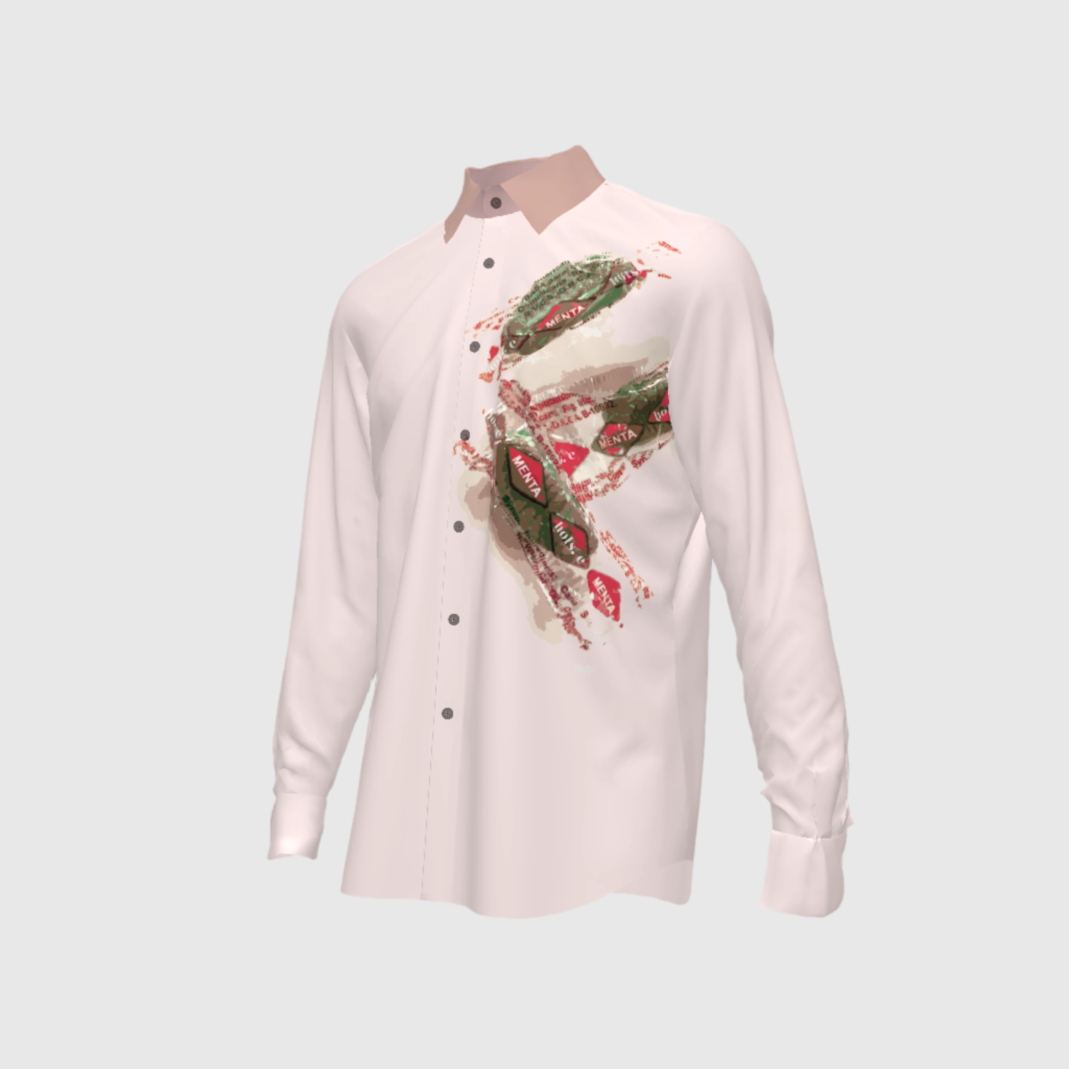 Rose Menta Men's Button-Up Shirt