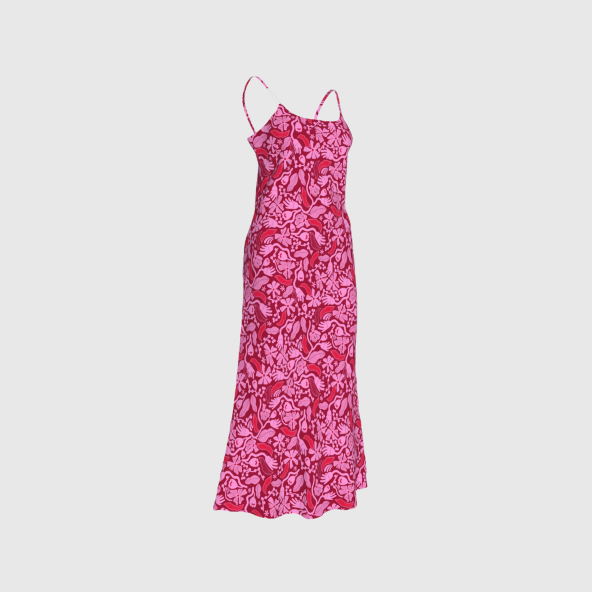 Magenta Flower Slip Dress