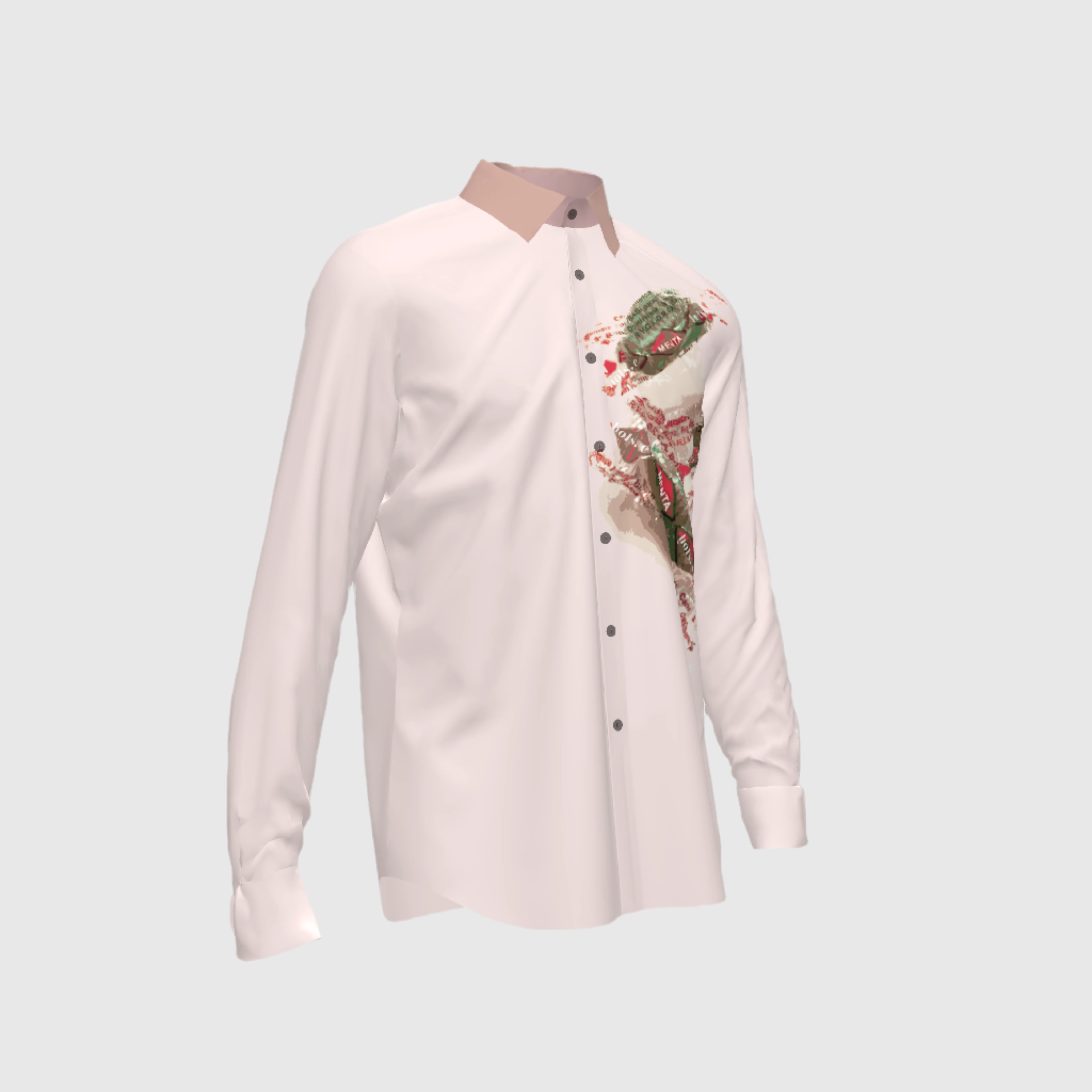 Rose Menta Men's Button-Up Shirt