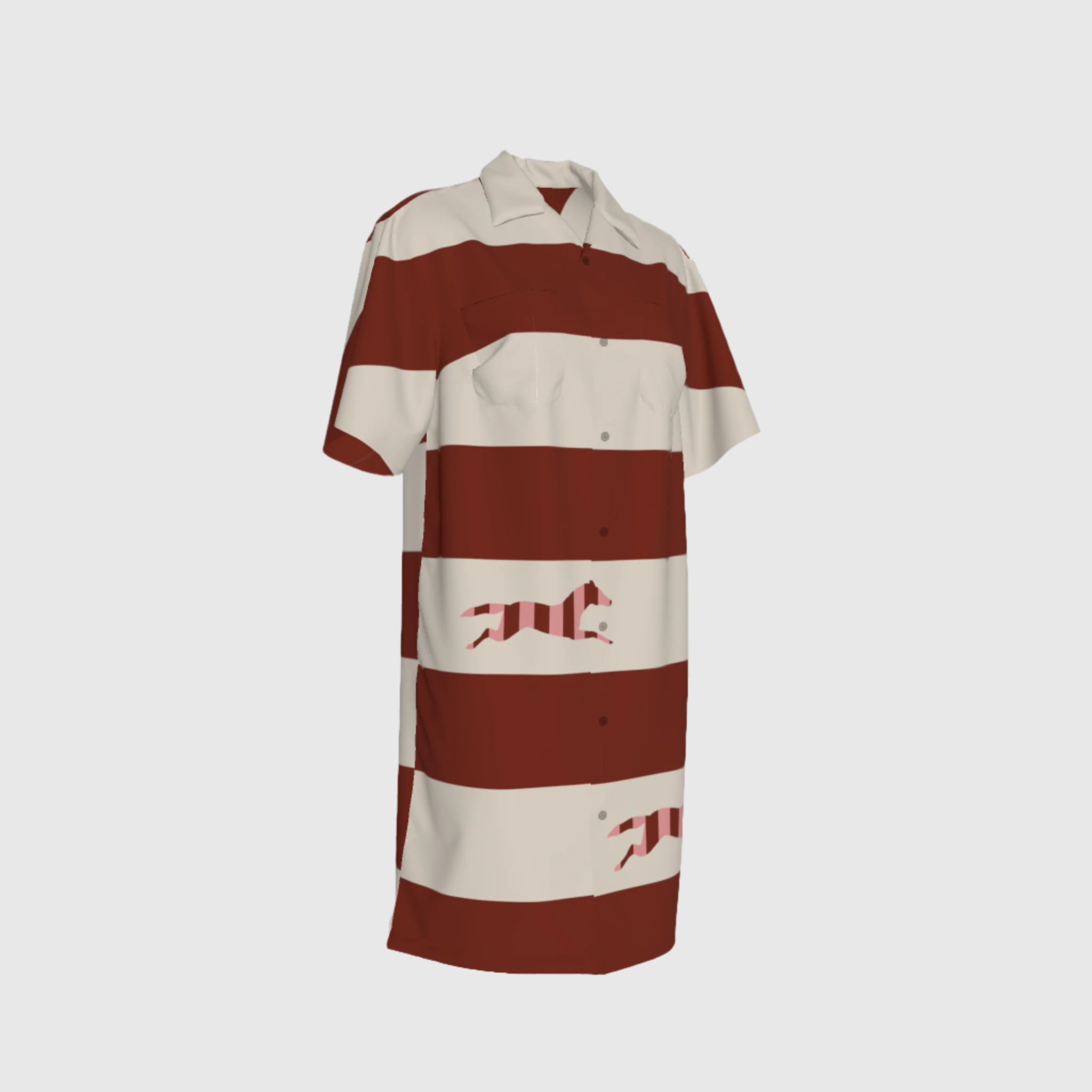 Stripes Shirt Dress in Cupro Twill
