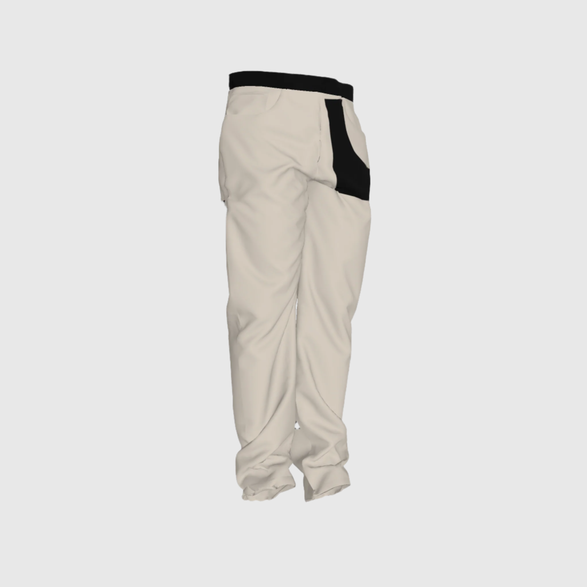 Beige and Black Relaxed Trousers