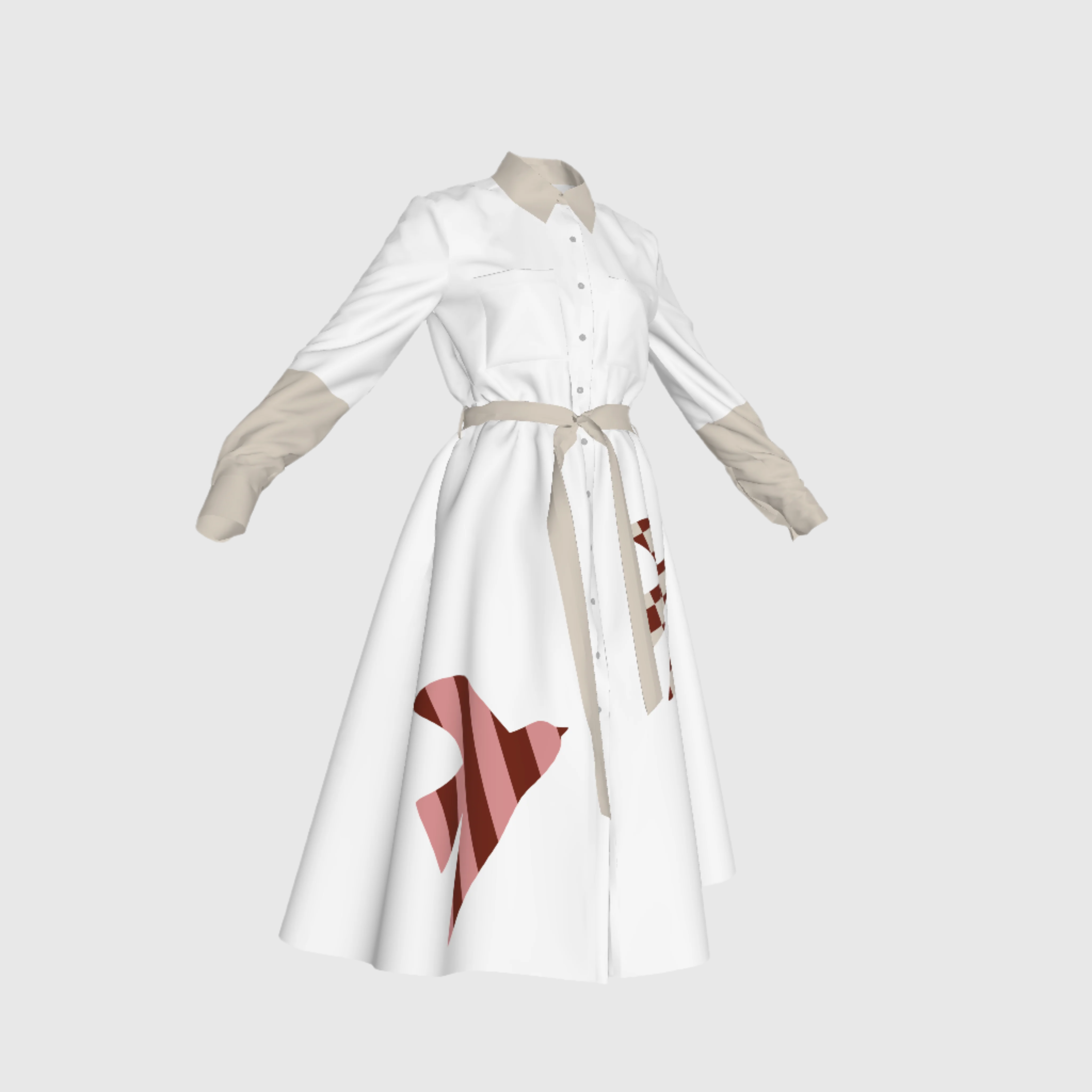 Pajaritos Shirt Dress in Pure Linen